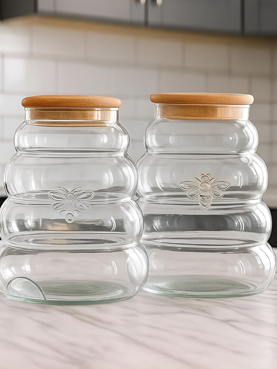 LHC Transparent Dishwasher and Microwave 2 Pieces Screw Top Safe Jar Container- 1000ml