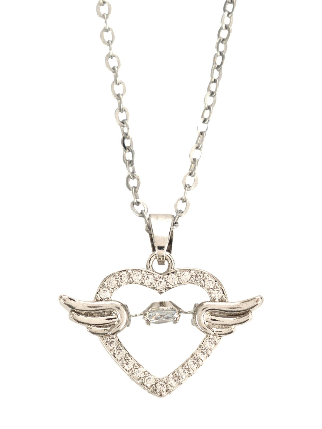 Kulin Rhodium-Plated Angel Wing Heart Pendant