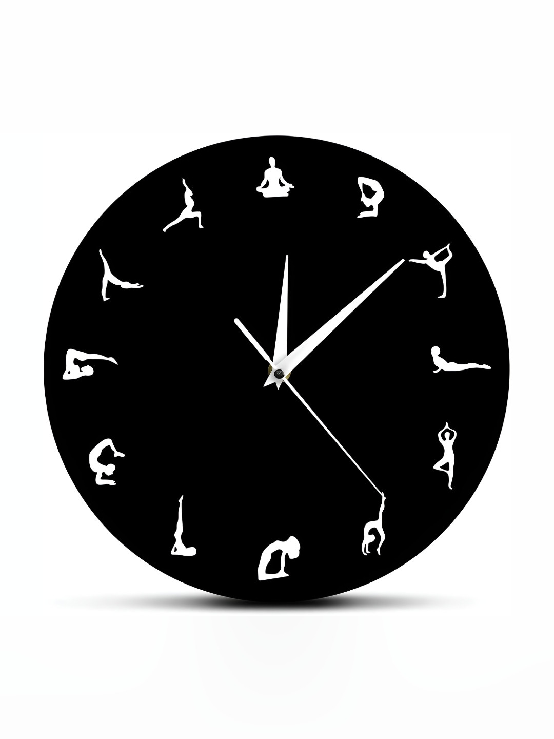 QEZNEF Black & Black Abstract Printed Analogue Round Traditional Wooden Wall Clock