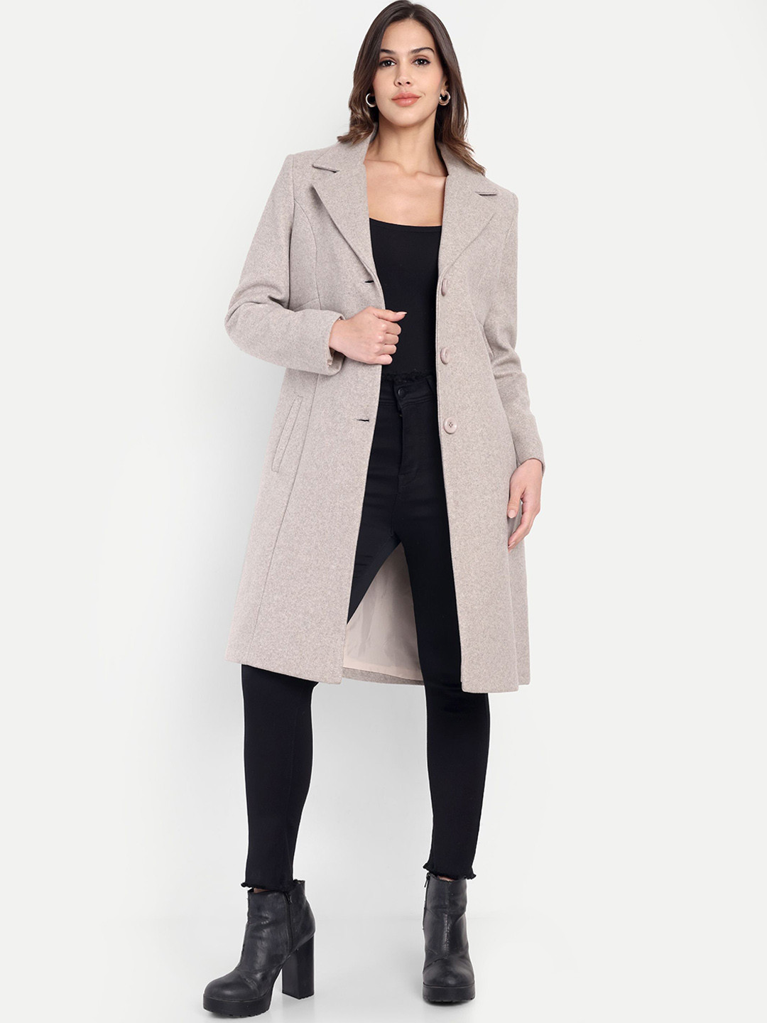 HAUTEMODA Women Single-Breasted Trench Coat