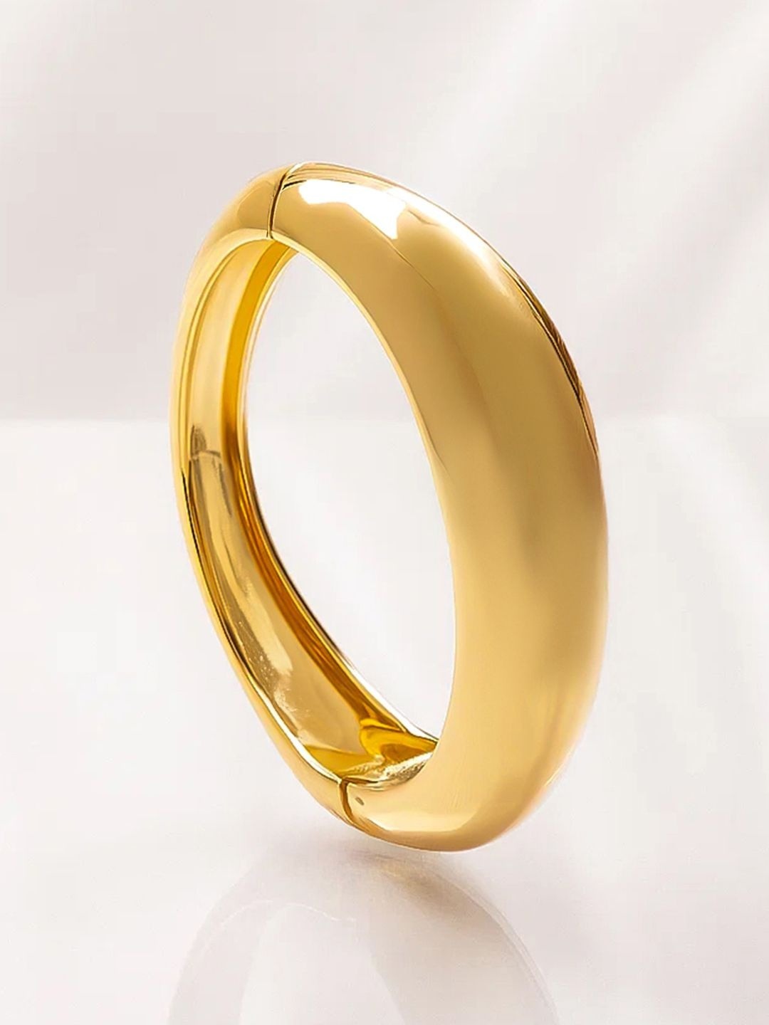 Rubans 22K Gold-Plated Brass Bold Statement Polished Dome-Design Bangle Bracelet