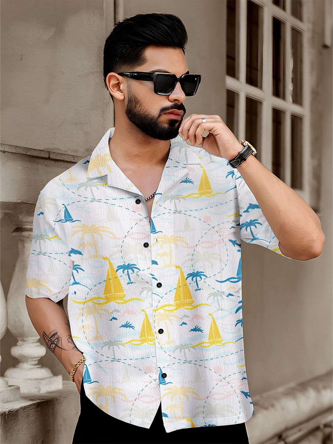 RAHI TRENDZ Men Regular Fit Graphic Printed Casual Shirt