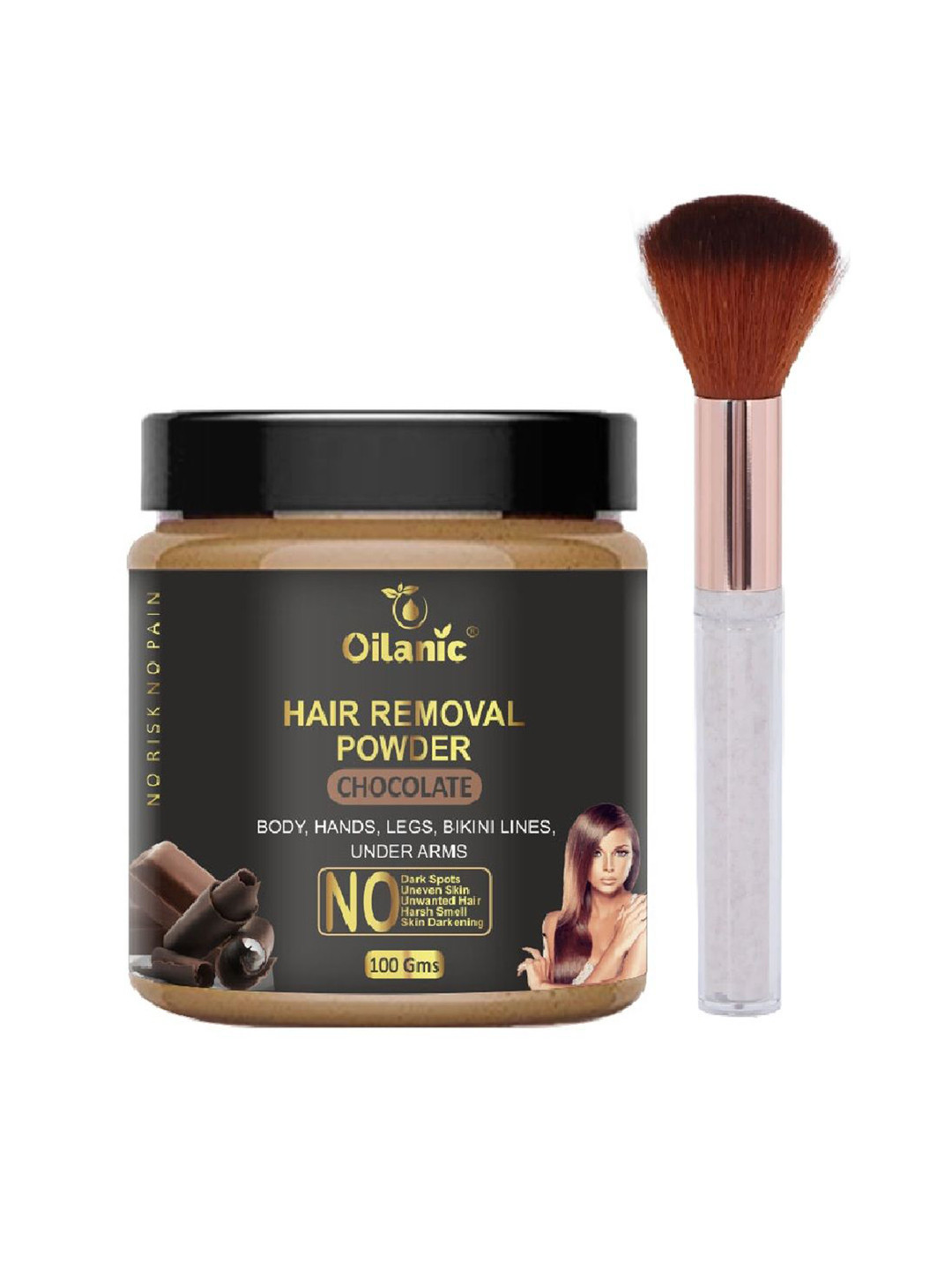 Oilanic Chocolate Hair Removal Powder With Brush - 100 g