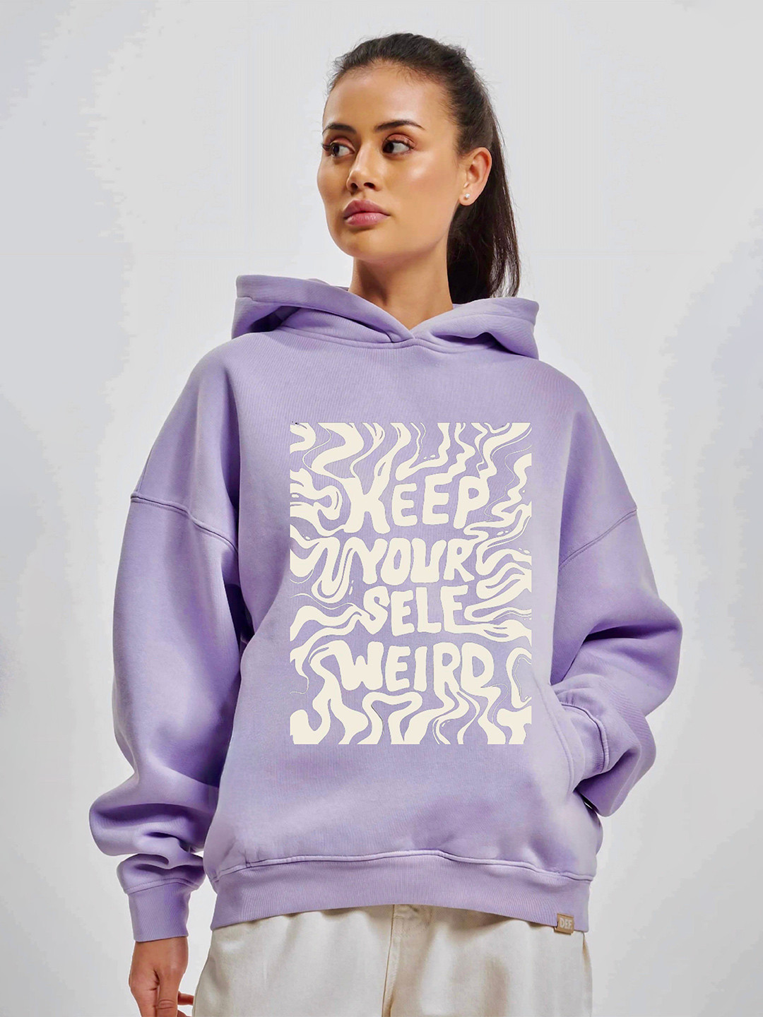 RAYACLOSET Women Printed Hooded Oversize Pullover Sweatshirt