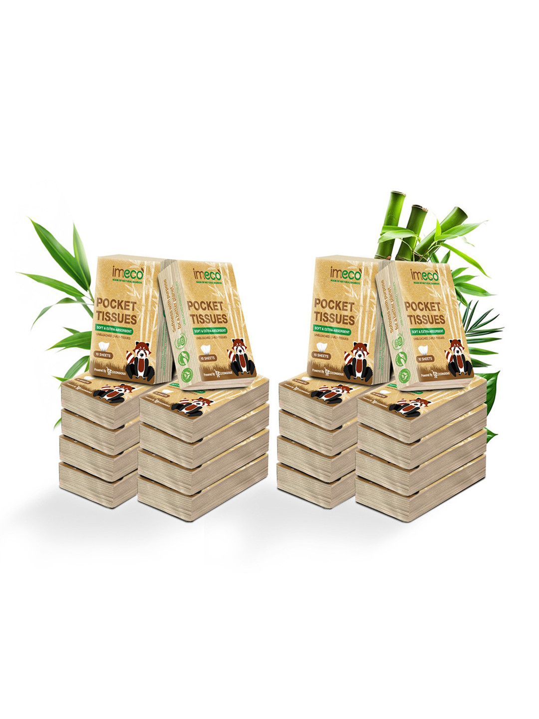 IMECO Set Of 20 Soft & Extra Absorbent 3 Ply Pocket Tissues - 10 Pieces Each