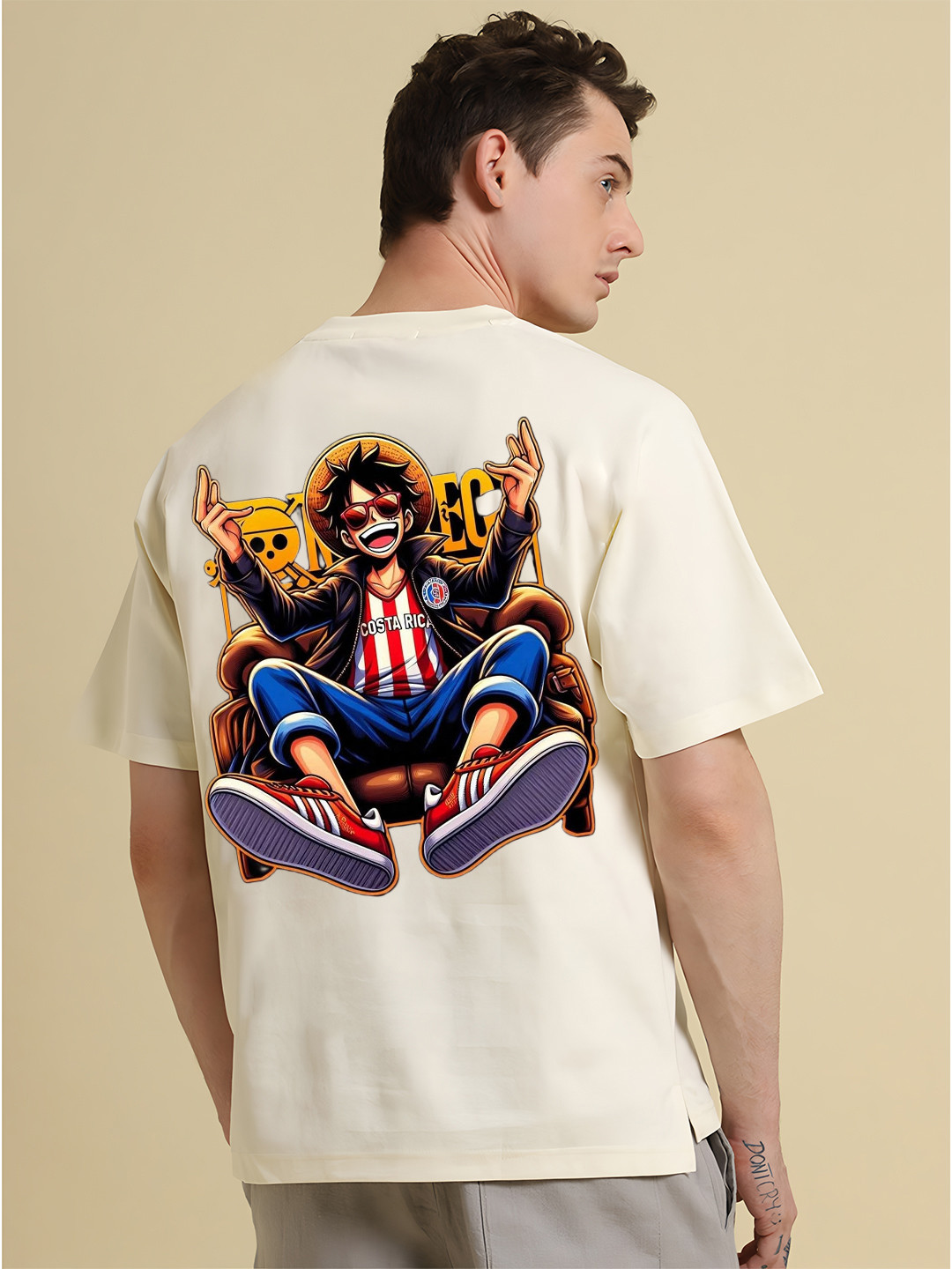 UNIQSOME Men One piece Graphic Printed Round Neck Cotton Oversized T-shirt