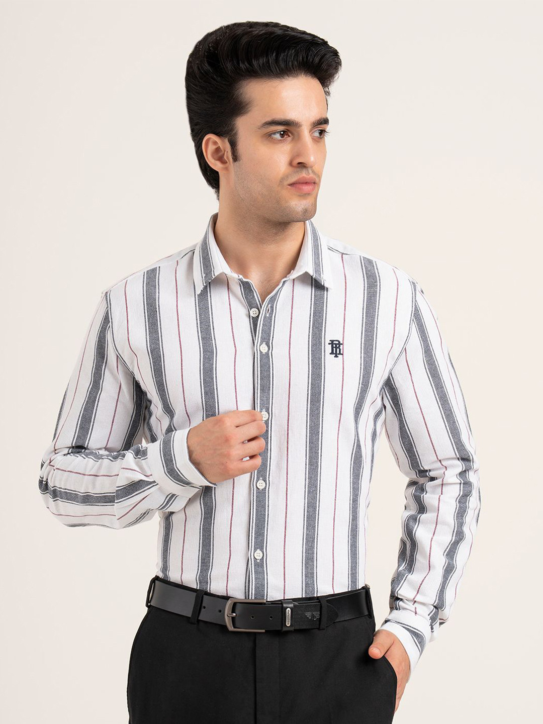 Red Tape Men Vertical Striped Pure Cotton Shirt for Refined Casual Style Formal Shirt