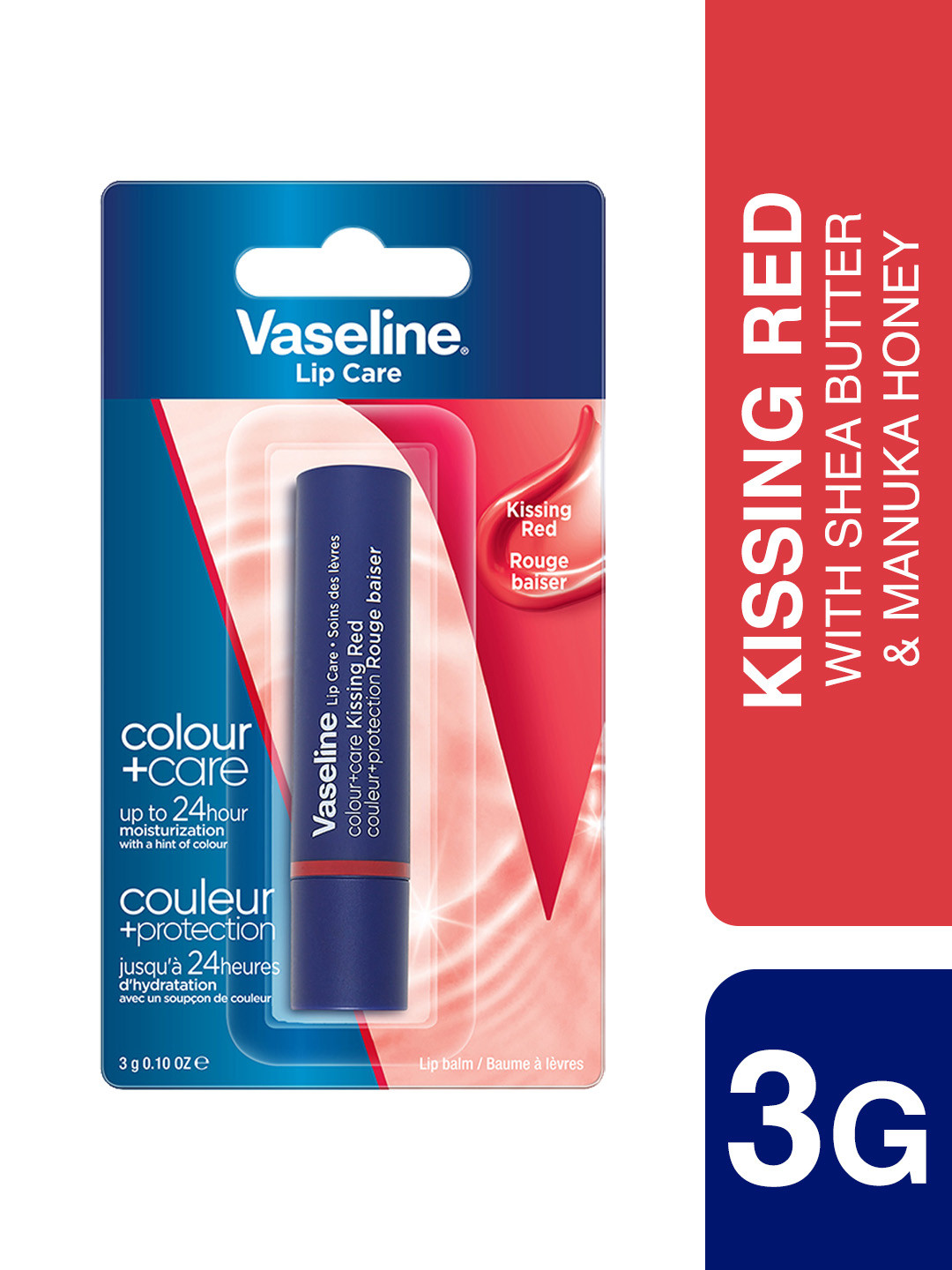 Vaseline Colour+Care Tinted Lip Balm Stick with Shea Butter 3g - Kissing Red