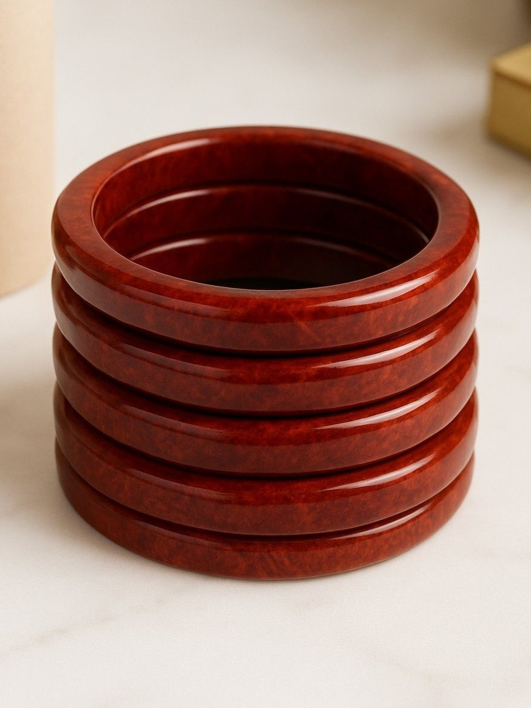 ATIBELLE Set Of 5 Resin Contemporary glossy Bangles