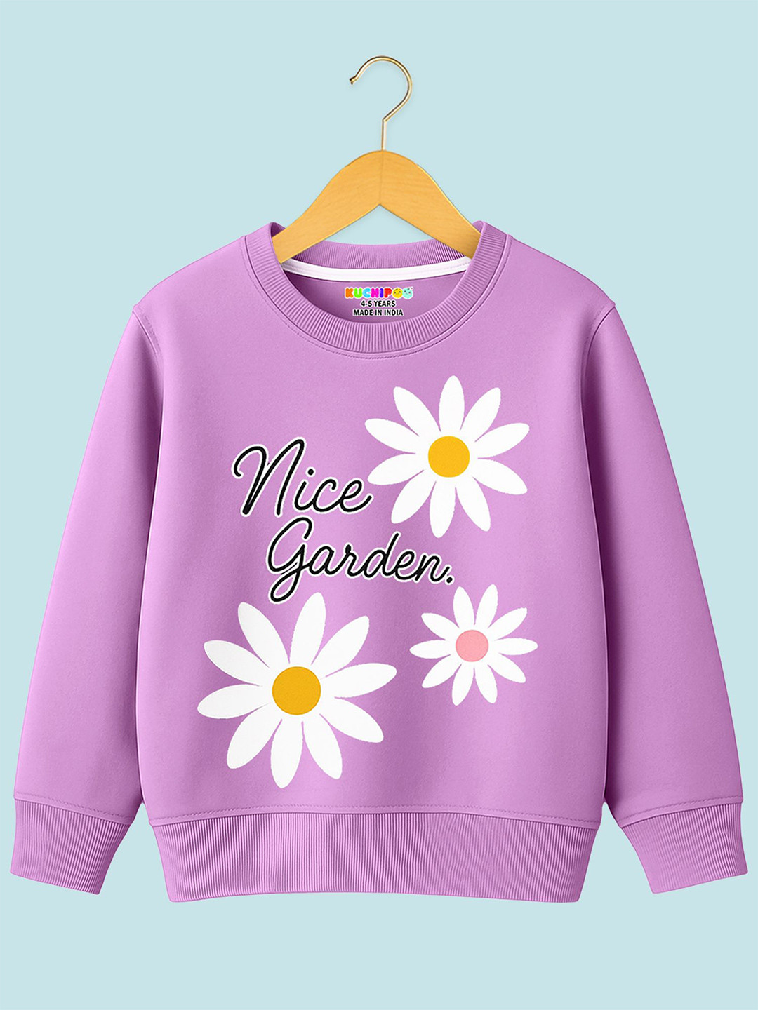 KUCHIPOO Girls Graphic Printed Round Neck Sweatshirt
