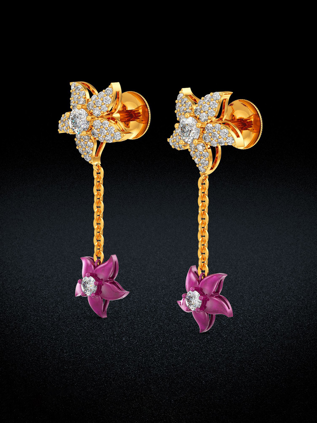 Joyalukkas Women 22Kt Gold Fresh Floral beauty Drop Earring - 4.737 g