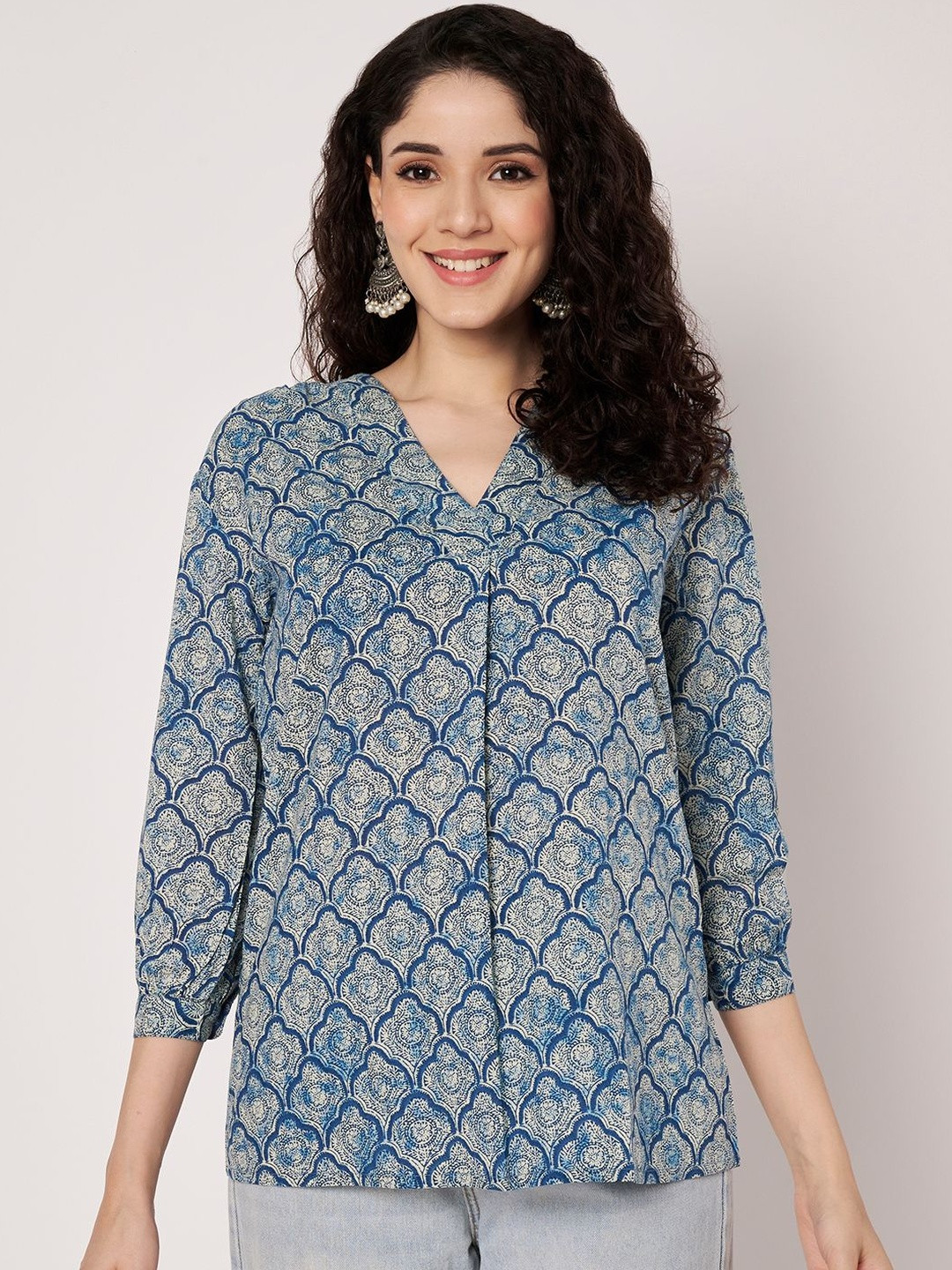 SPARSA Ethnic Motifs Printed Cotton Top