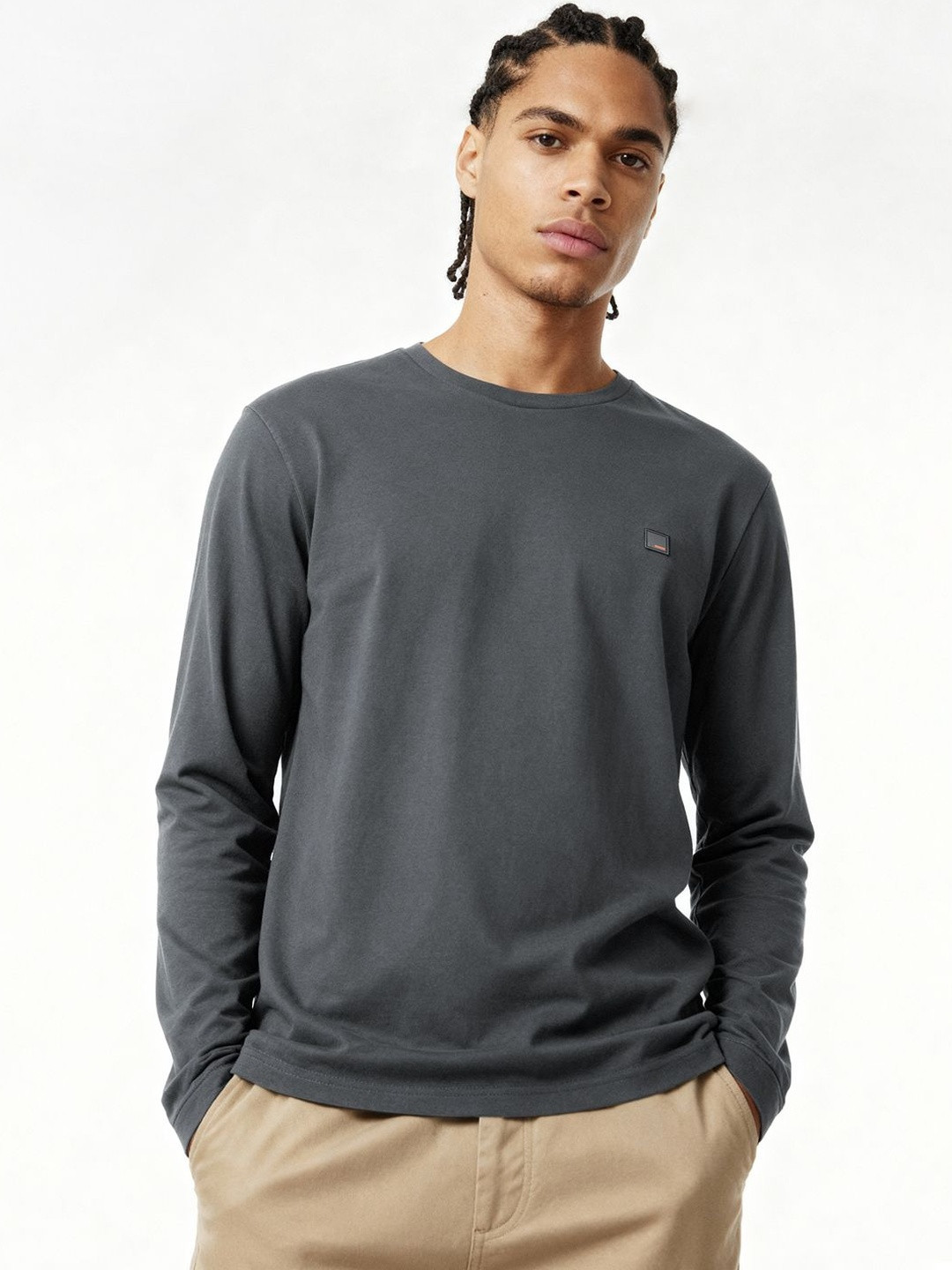 DAMENSCH Men Round Neck Long Sleeves Casual T-shirt