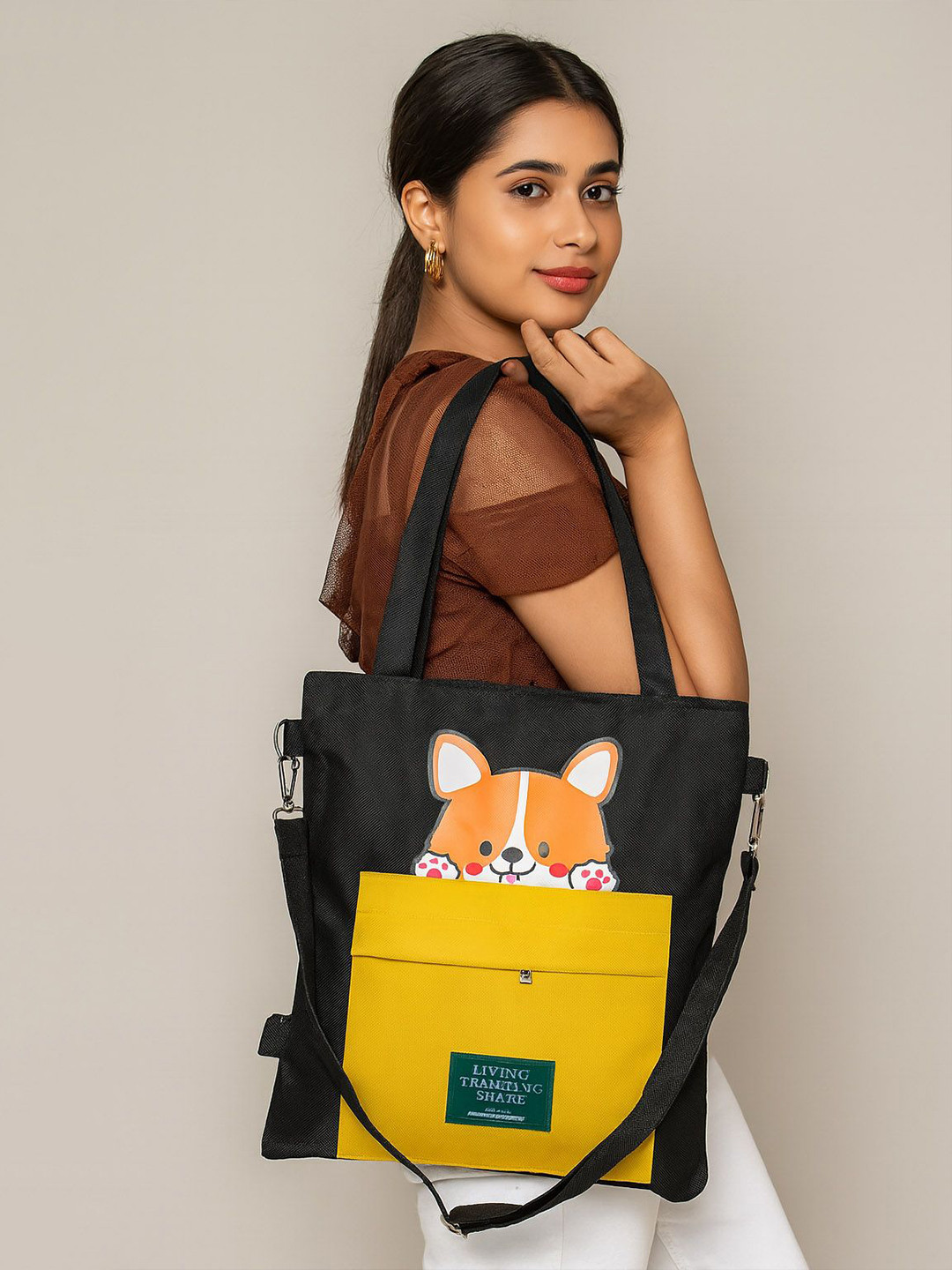 HSR Structured Graphic Printed Tote Bag