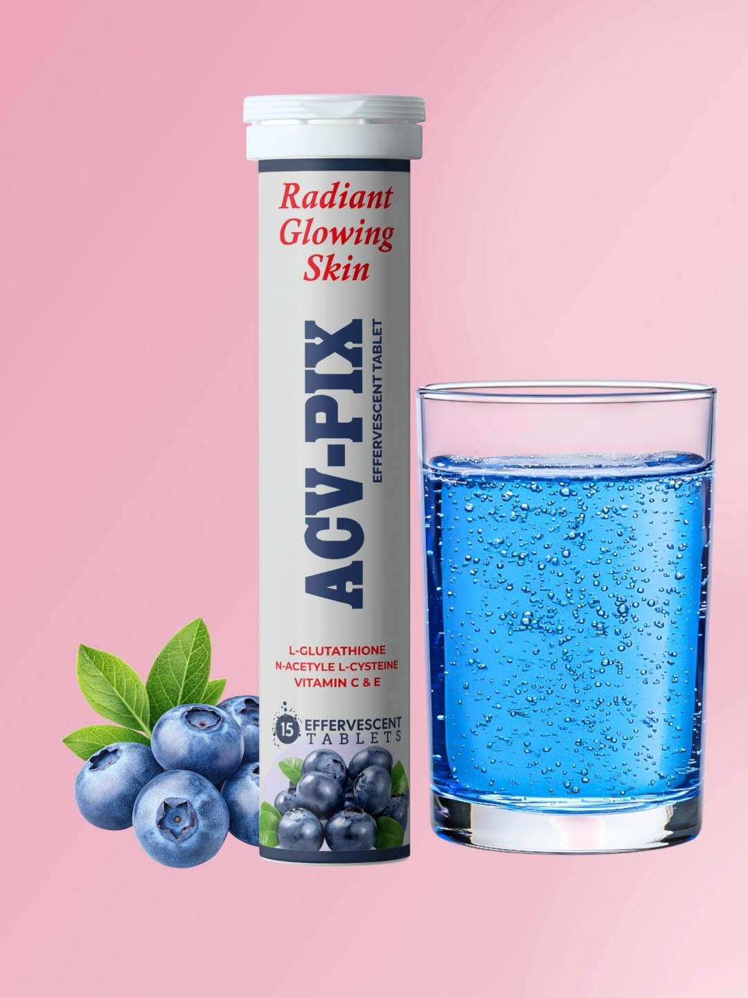 ACV-PIX Skin Brightening L-Glutathione Tablets with NAC, Vitamin C & E -15 Tablets