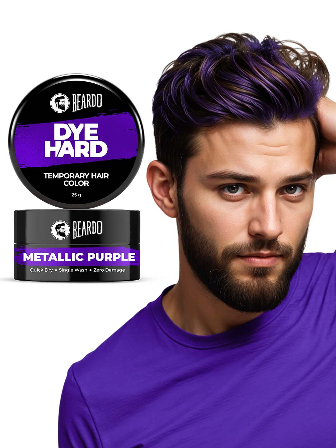 BEARDO Dye Hard Quick Dry Ammonia-Free Temporary Hair Color 25 g - Metallic Purple