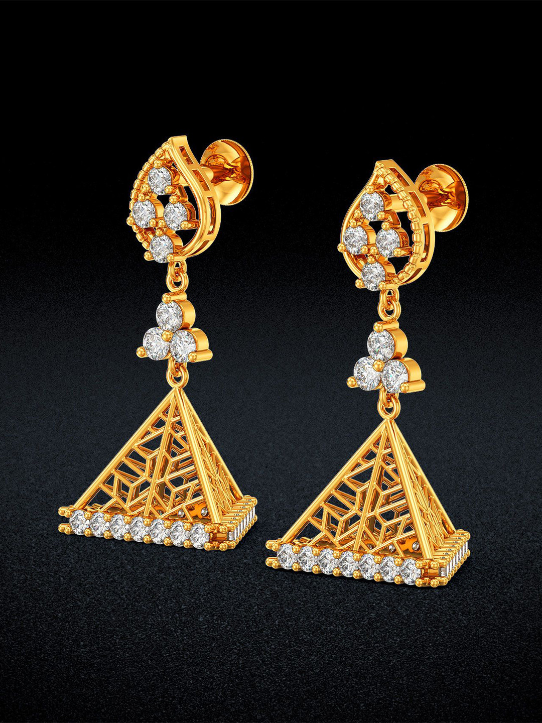 Joyalukkas 22Kt Gold Pyramid Drop Earring - 6.985 g