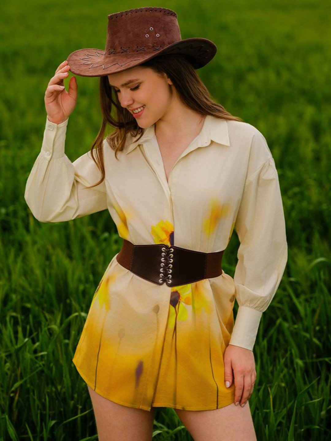 AFRIYA Women Comfort Relaxed Fit Floral Printed Spread Collar Cotton Meadow Casual Shirt