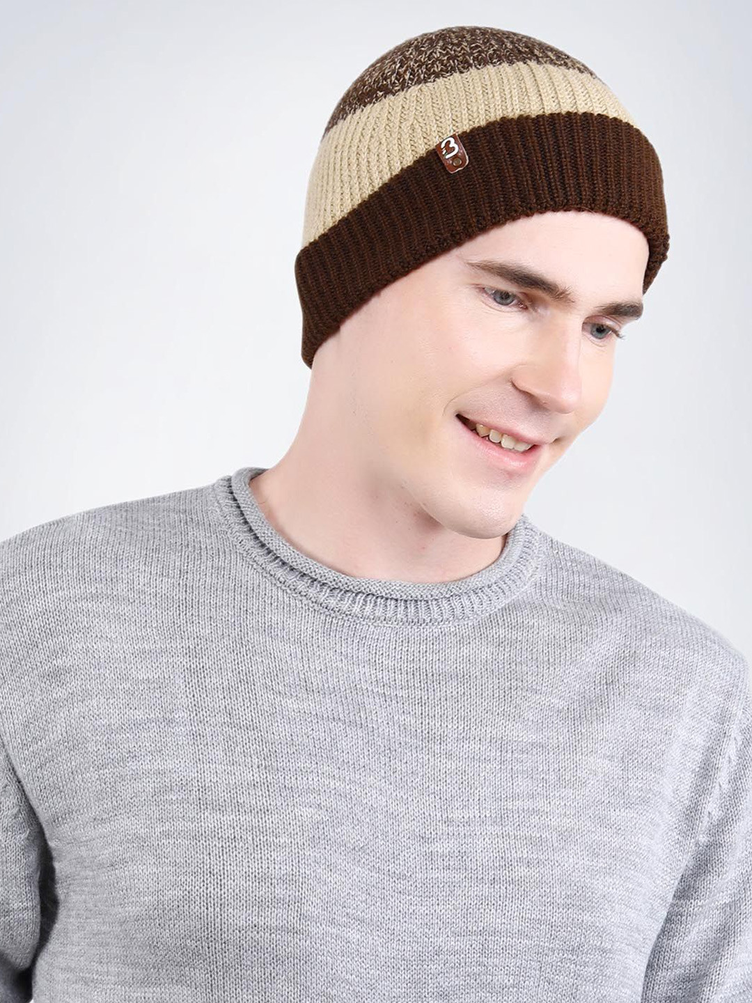Bharatasya Mens Winter Knitted Heathered Cap