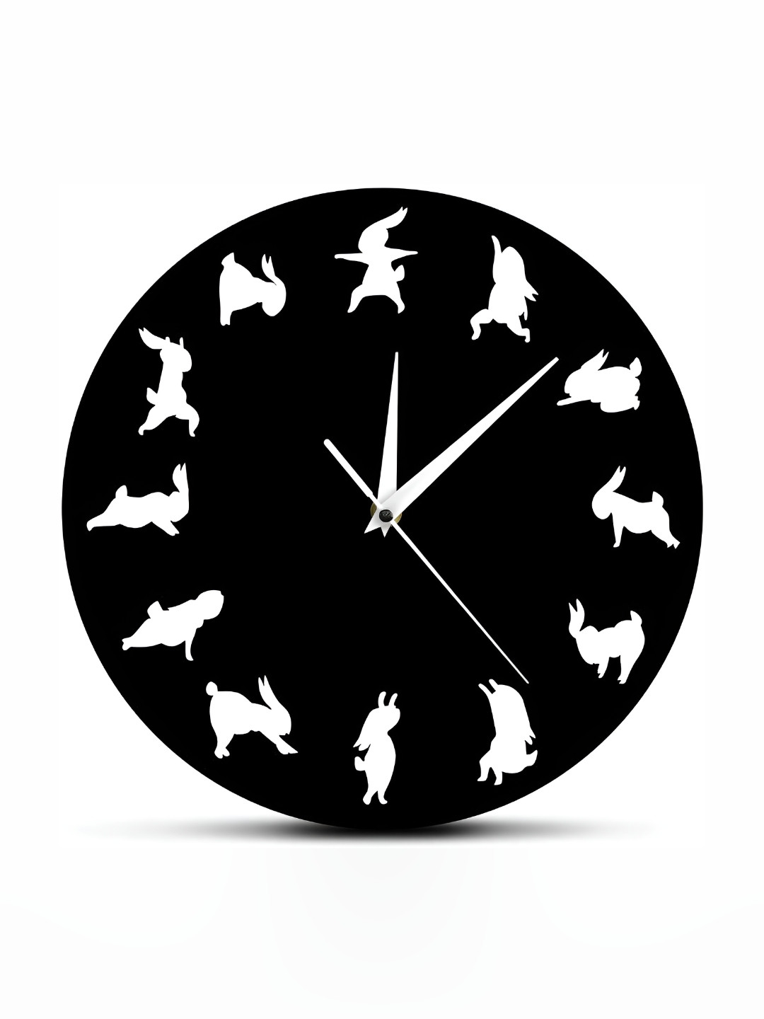 QEZNEF Black & White Graphic Printed Round Analogue Wooden  Wall Clock