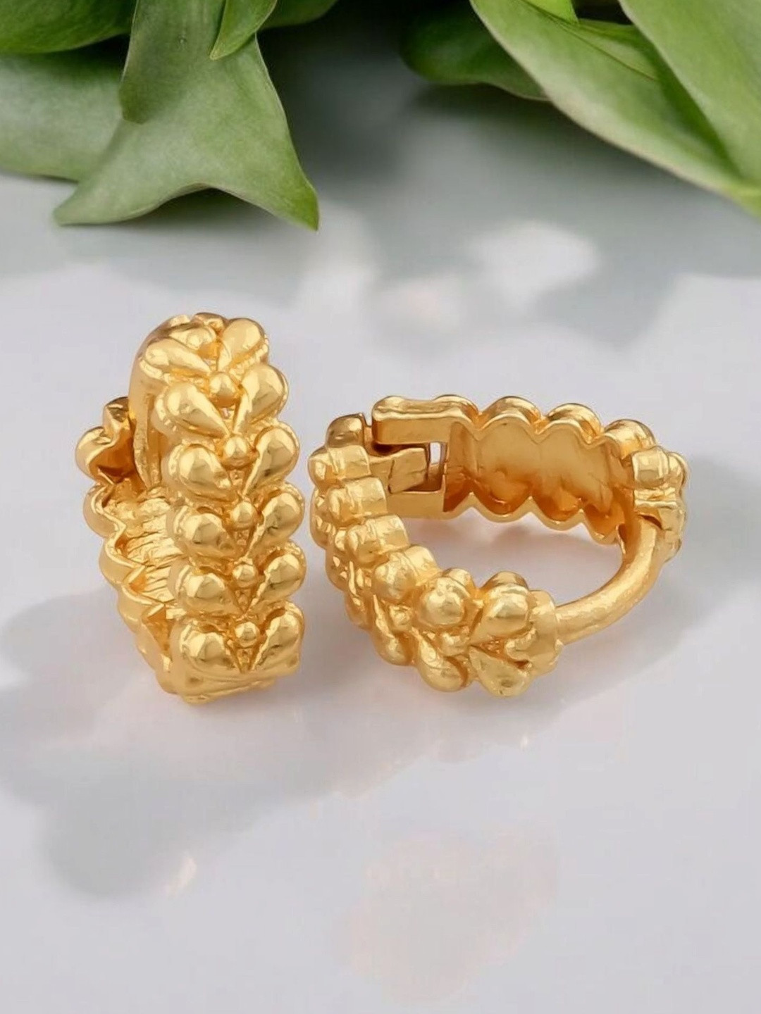 SHREE KRISHNA SHOPPING Gold-Plated Contemporary Hoop Earrings