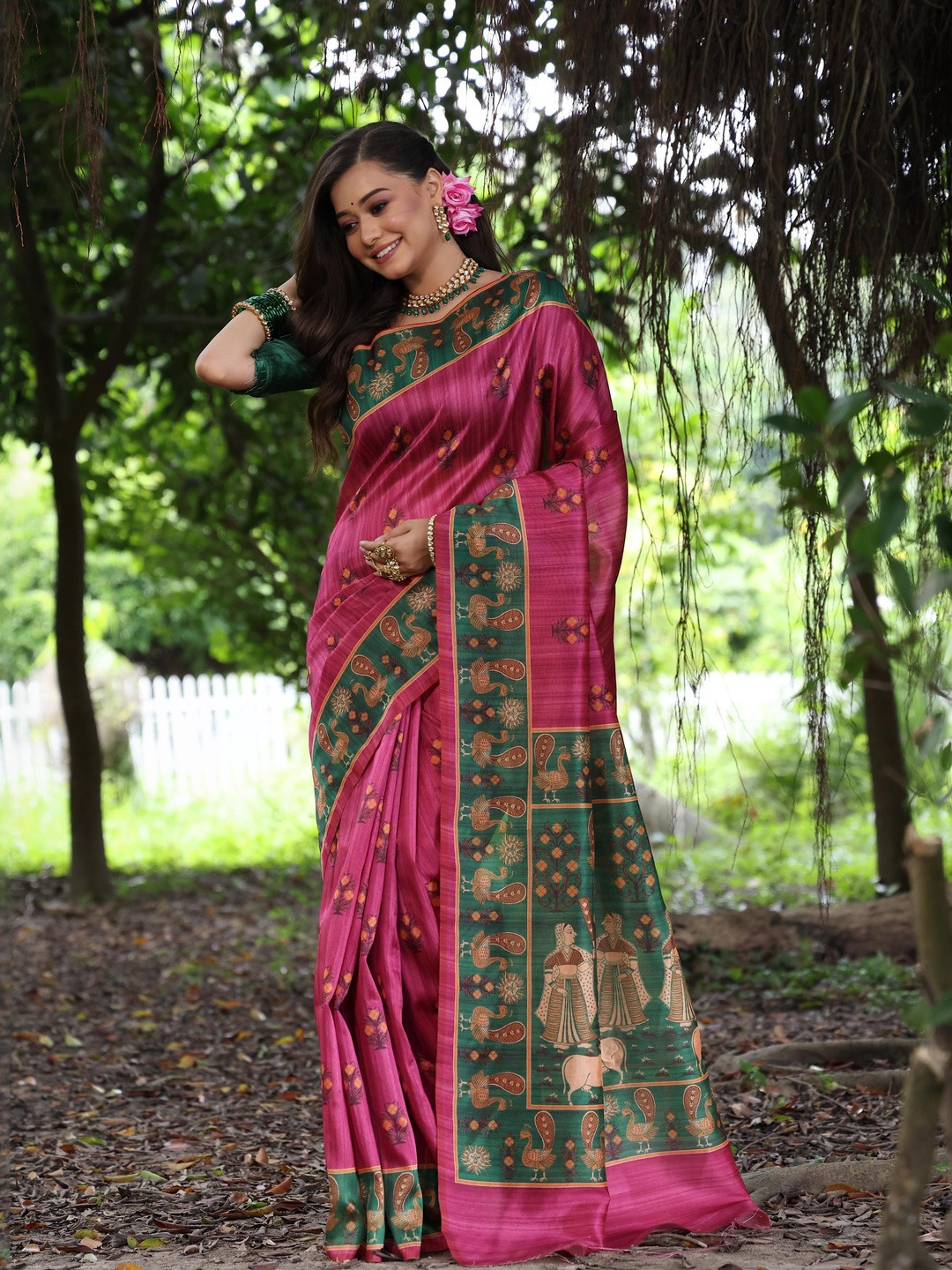 Kriyansh Ethnic Motifs Woven Dessign Zari Pure Cotton Banarasi Saree