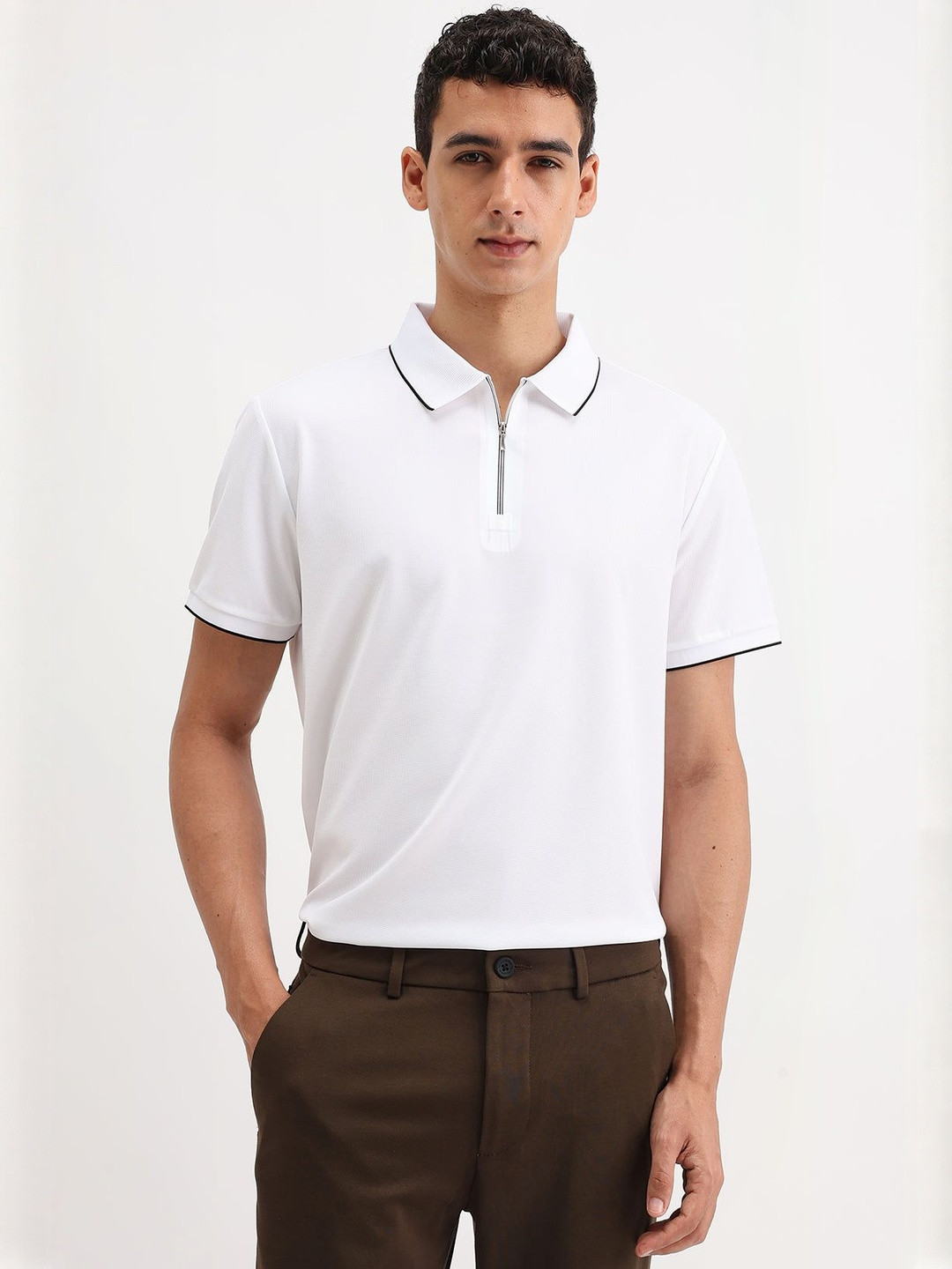 The Collection MENS SLIM FIT ZIPPER POLO T-SHIRT