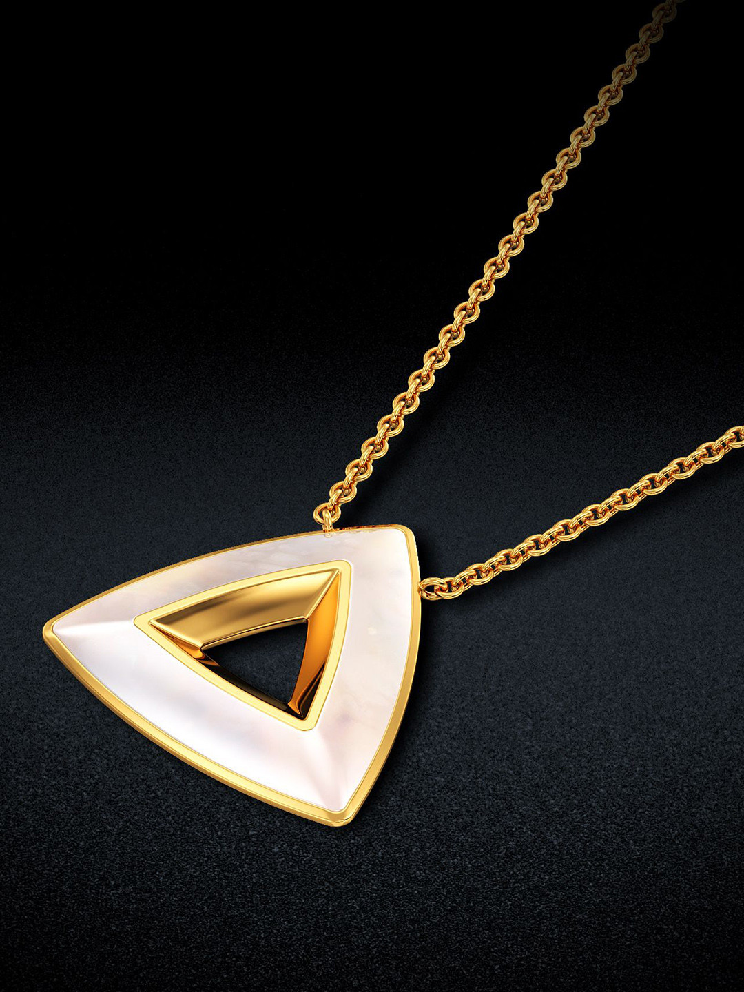 Joyalukkas 18Kt Gold Milky Pyramid Shaped Gold Necklace - 4.47 g