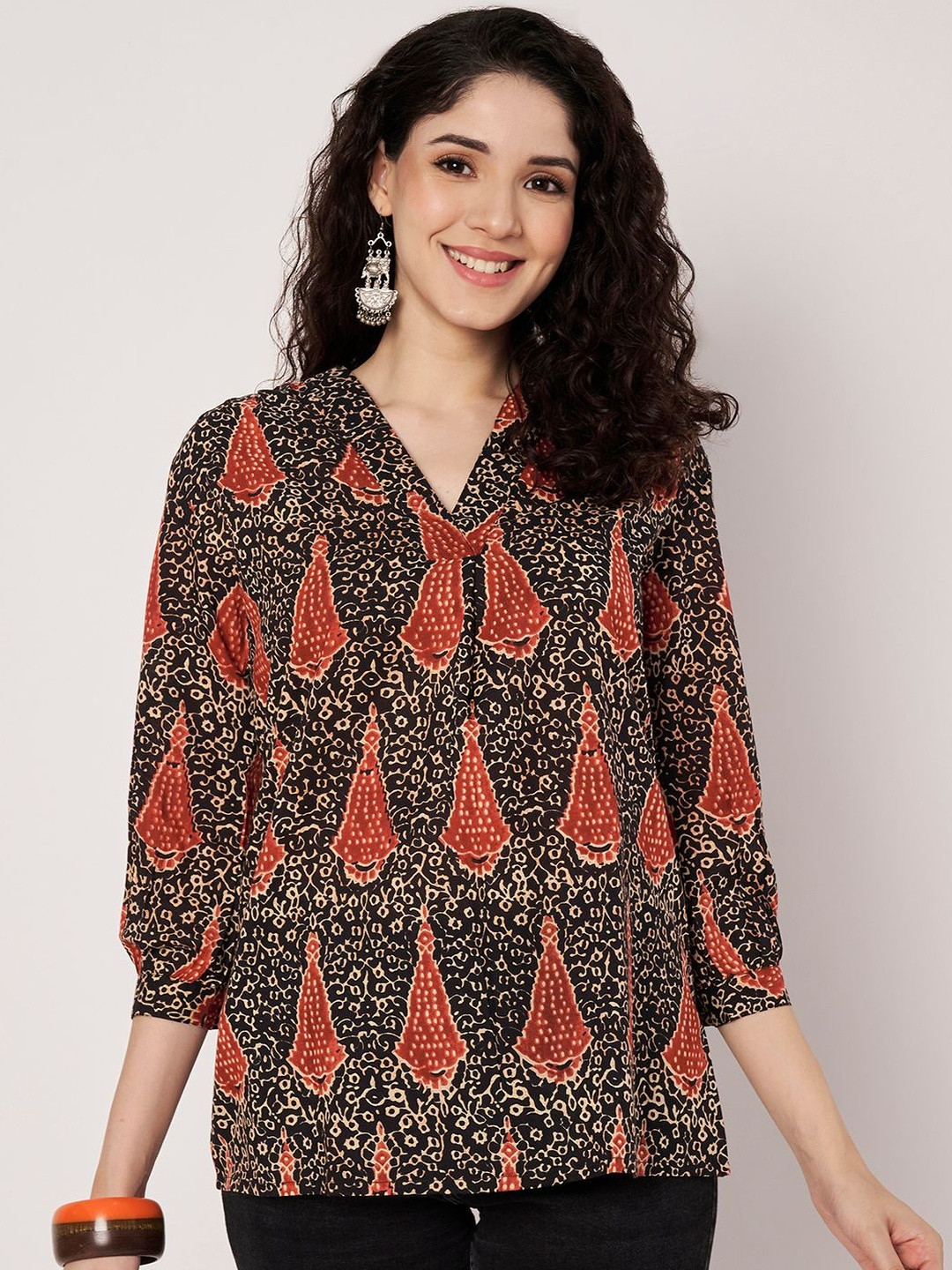 SPARSA Women Print Ethnic Cotton Top