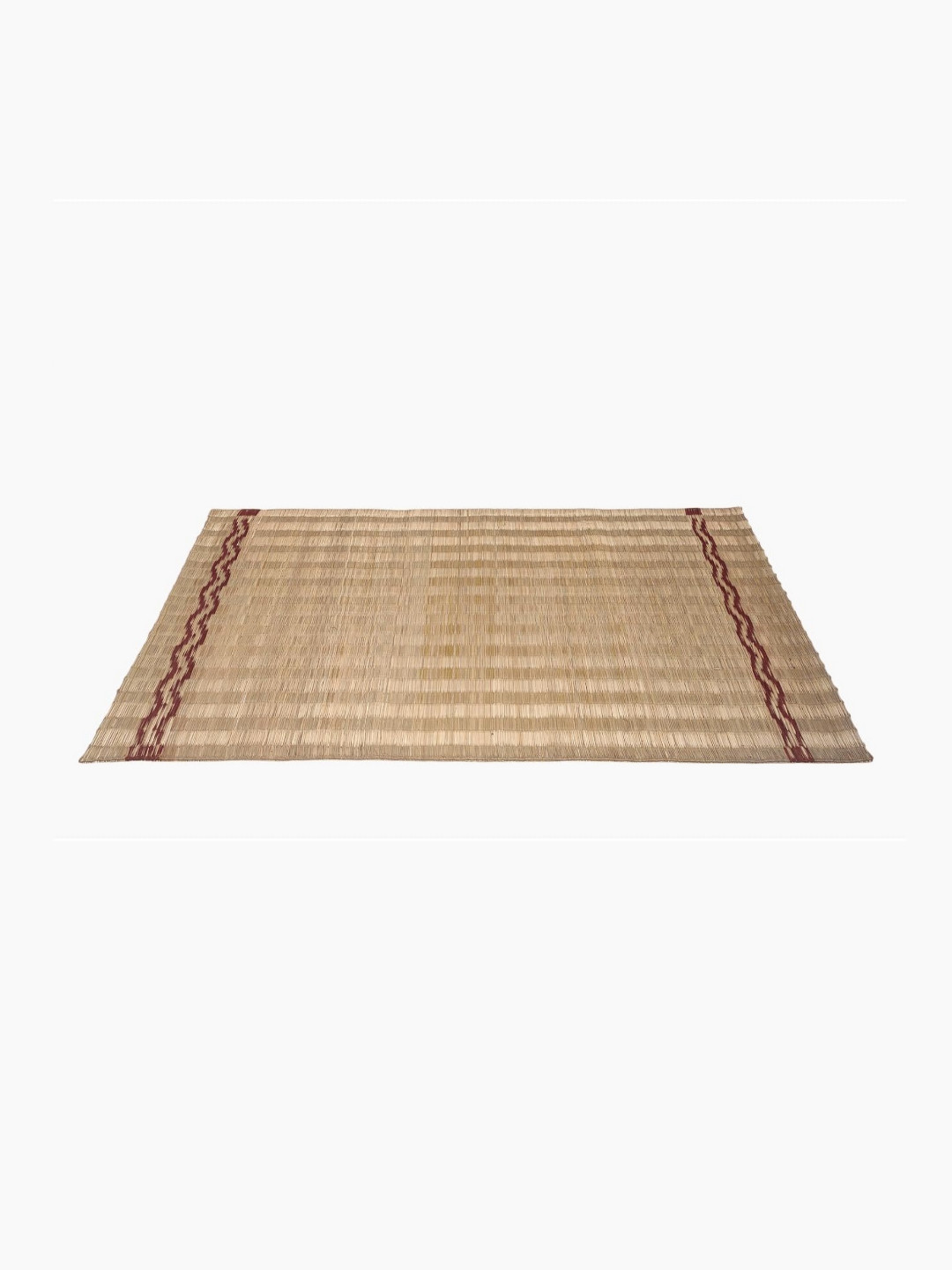 FERRA INDICA Beige & Maroon Natural Stripes Madurkathi Floor Mat