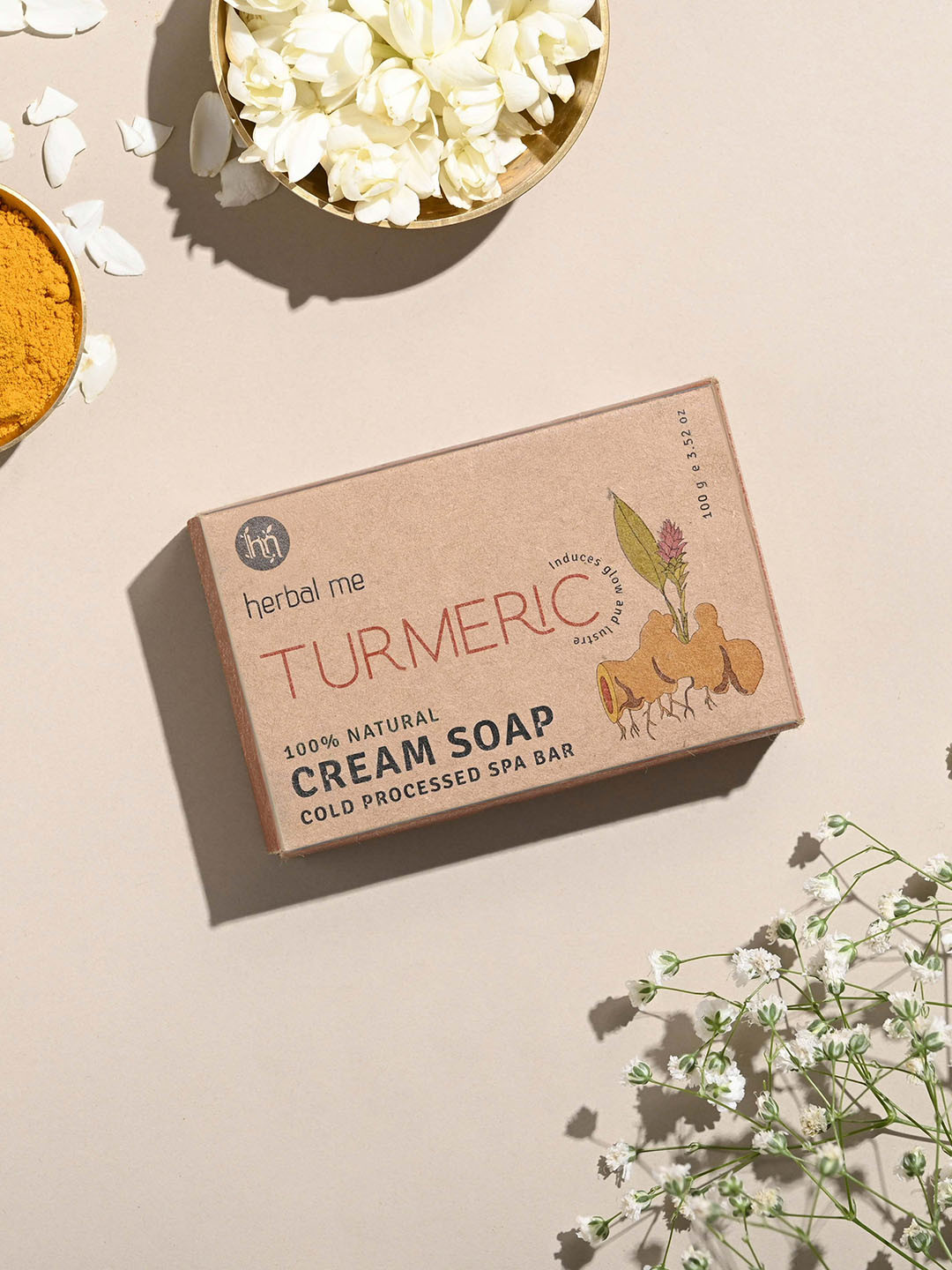 HERBAL ME 100% Natural Turmeric Cream Cold Processed Spa Soap - 125 g