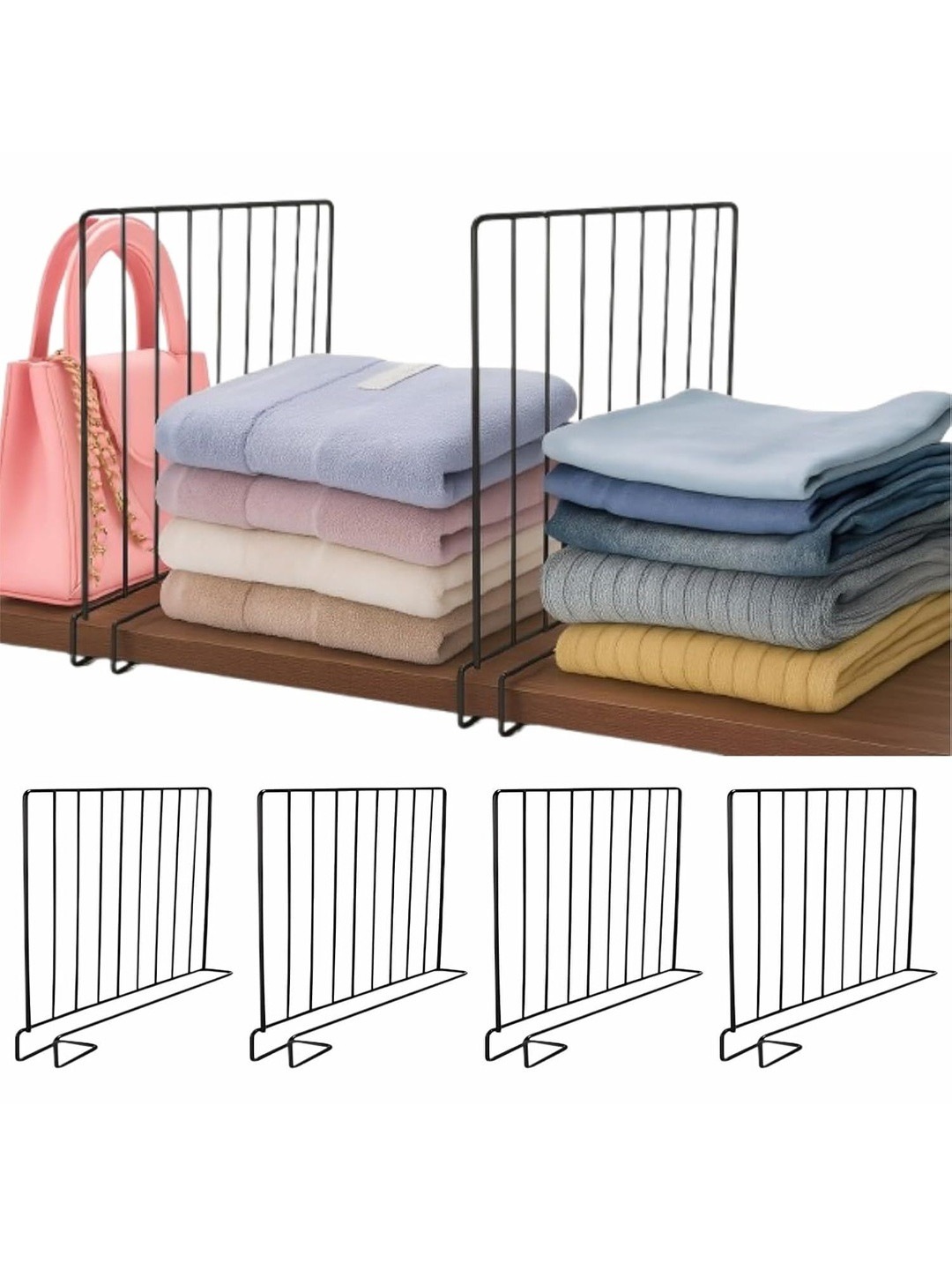 JD FRESH Black 4 Pieces Multi-Utility Wardrobe Organisers