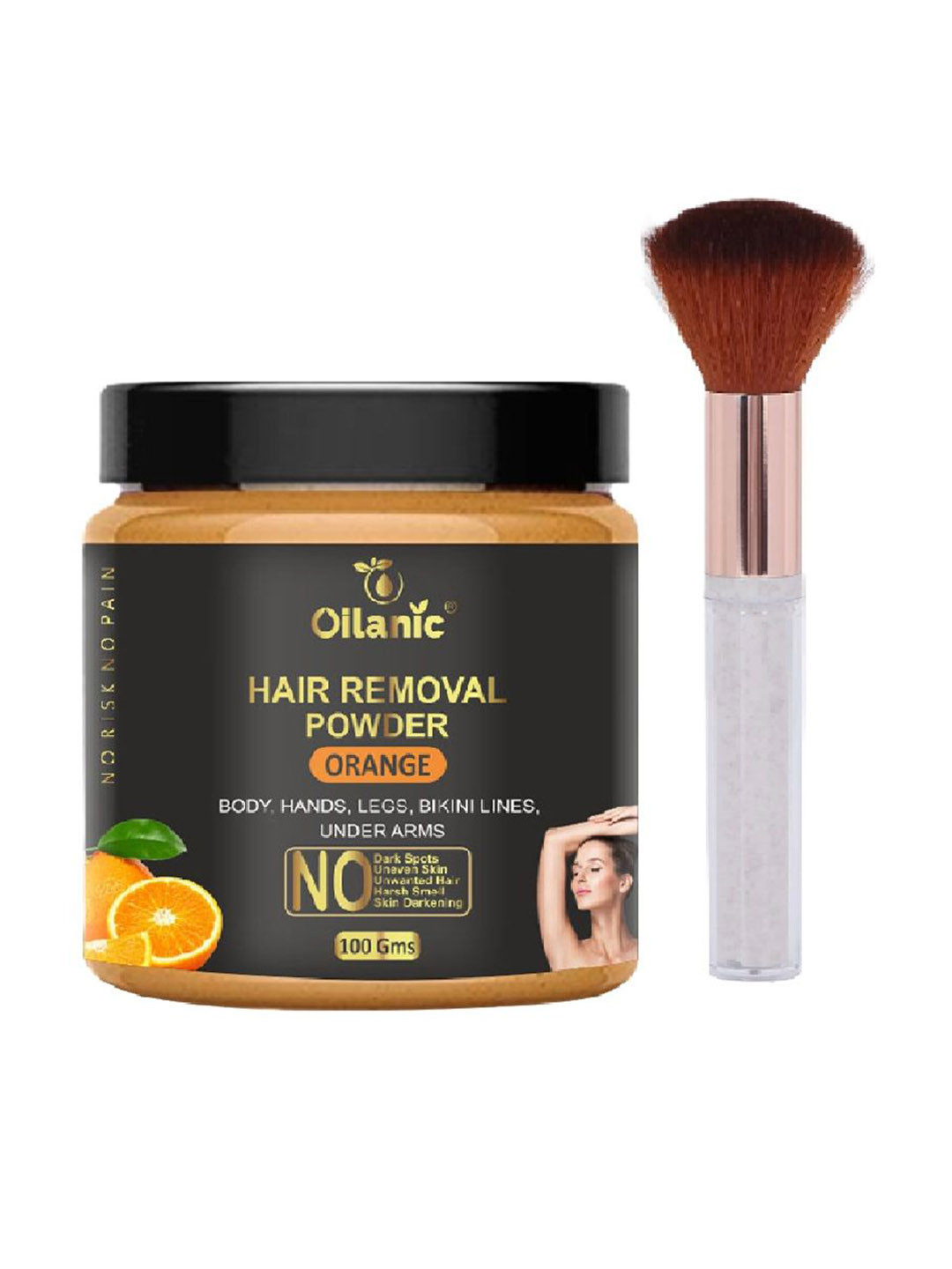 Oilanic Orange Hair Removal Powder- 100 g With Brush
