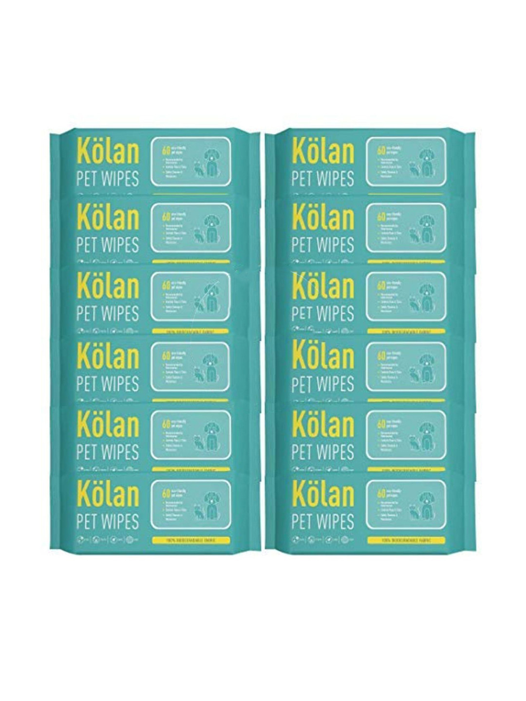Kolan Unisex Set of 12 Dry Bathing and Daily Care Wet Wipes For Dogs and Cats