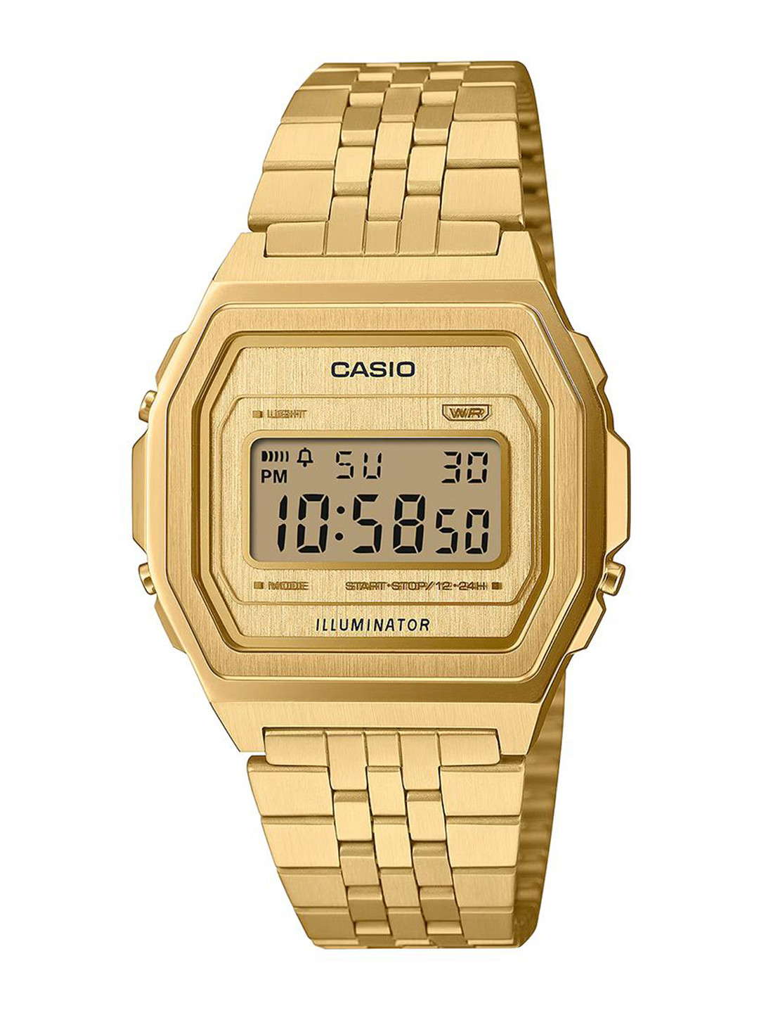 CASIO Vintage A1000G-9DF Gold Digital dial Stainless Steel Band D401