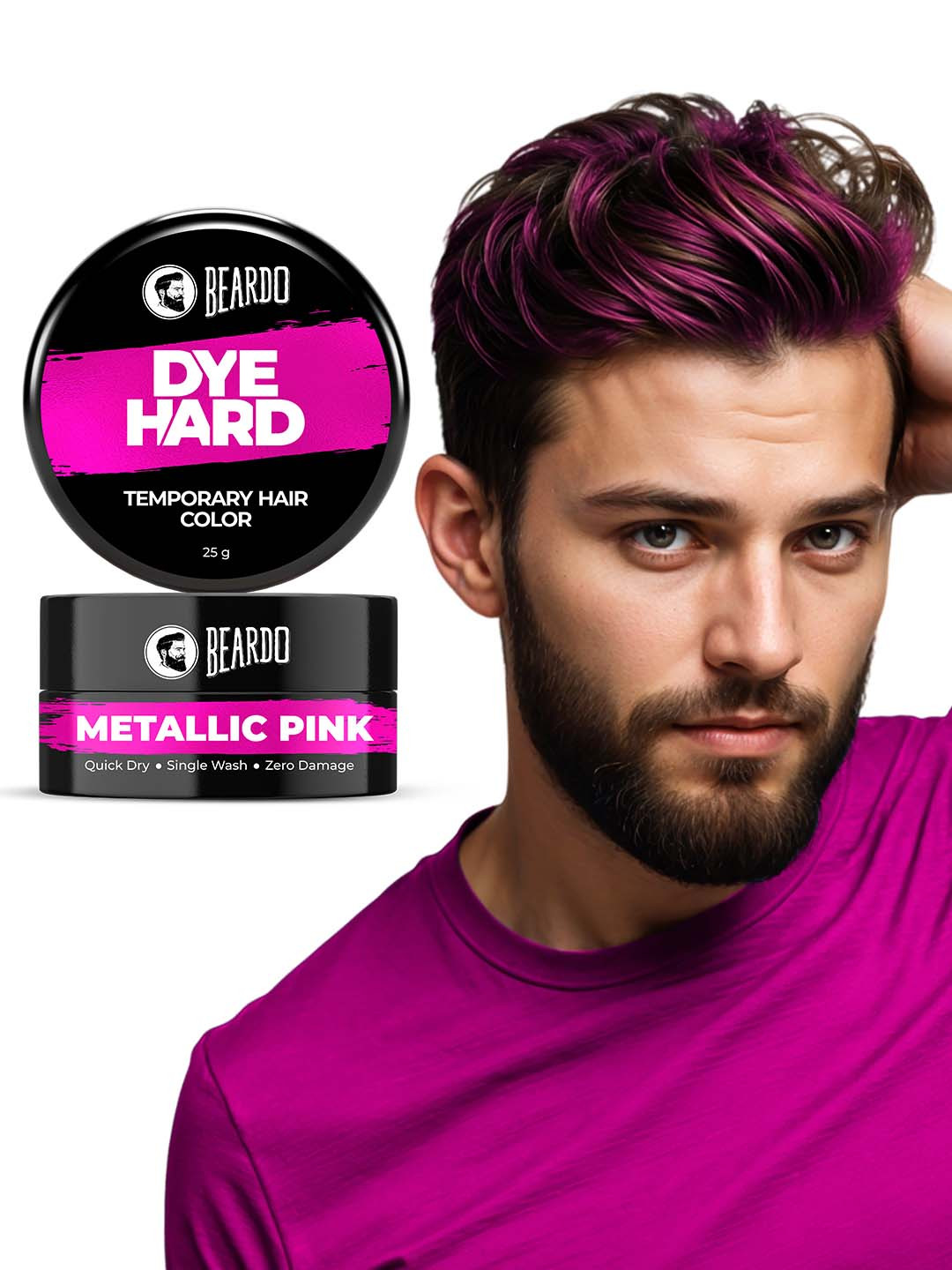 BEARDO Dye Hard Quick Dry Ammonia-Free Temporary Hair Color 25 g - Metallic Pink