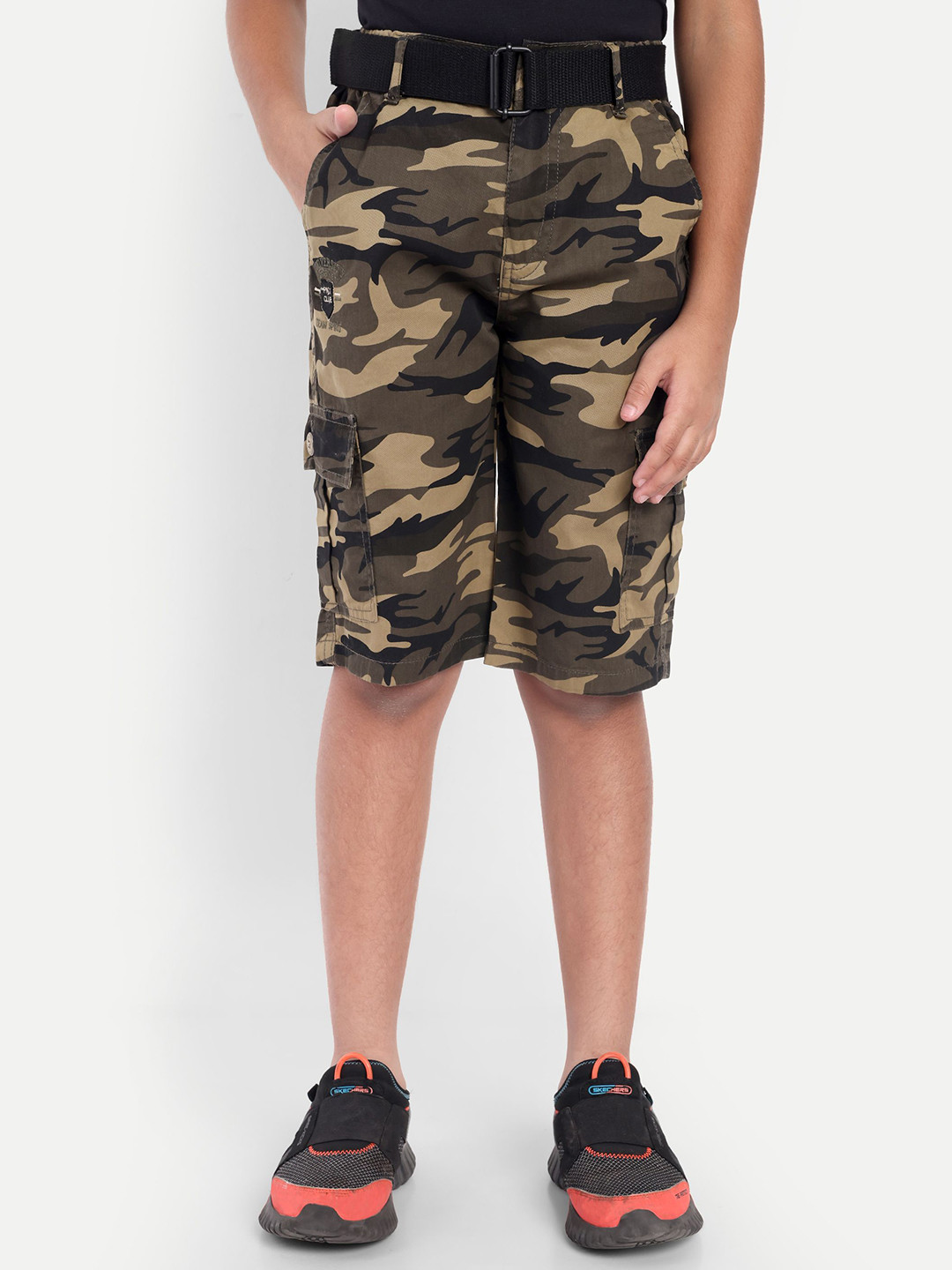 PUPPET-NX Boys Mid-Rise Knee Length Camouflage Printed Cargo Shorts