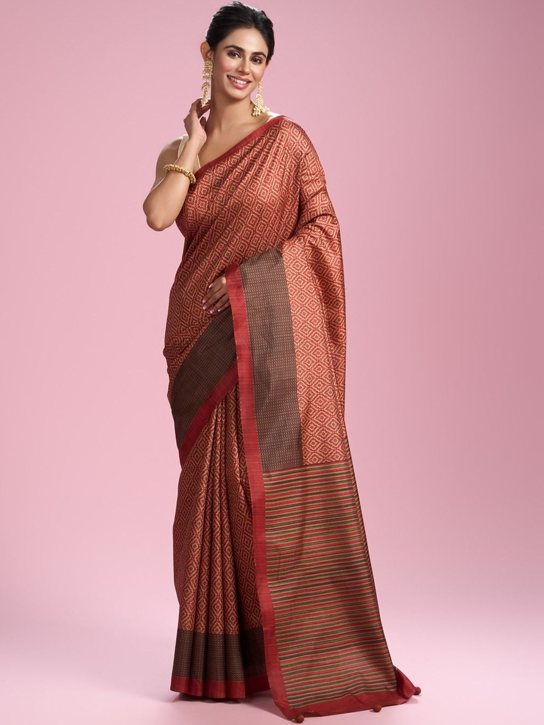 MOHEY Woven Design Saree With Matching Blouse Piece