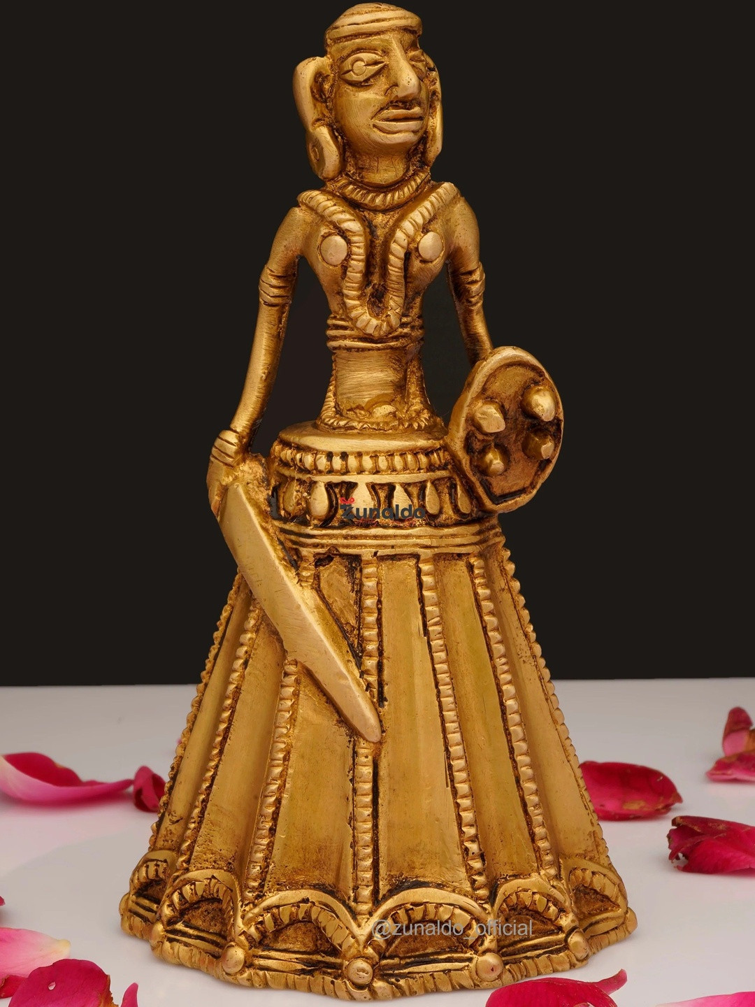 Zunaldo Brass Tribal Hand Bell Figurine Showpiece