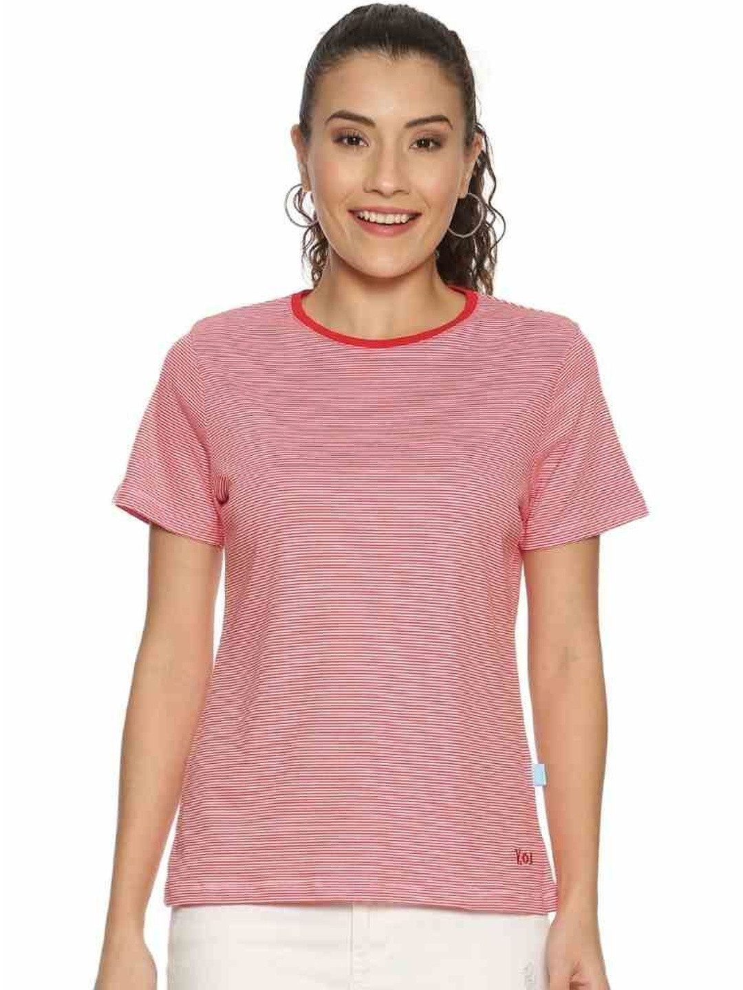 Y.O.U Striped Pure Cotton Slim Fit T-shirt