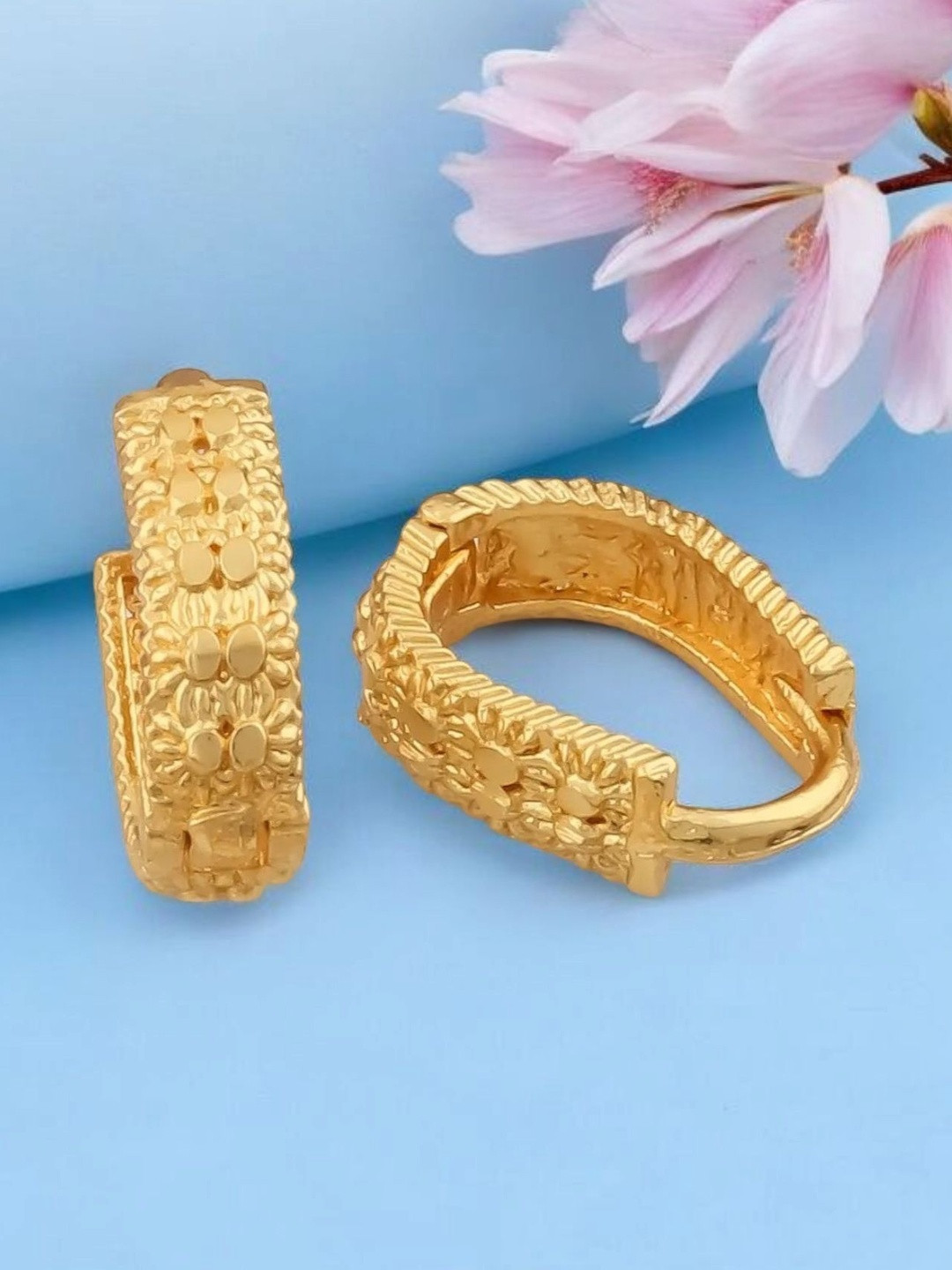 SHREE KRISHNA SHOPPING Gold-Plated Circular Shaped Hoop Earrings