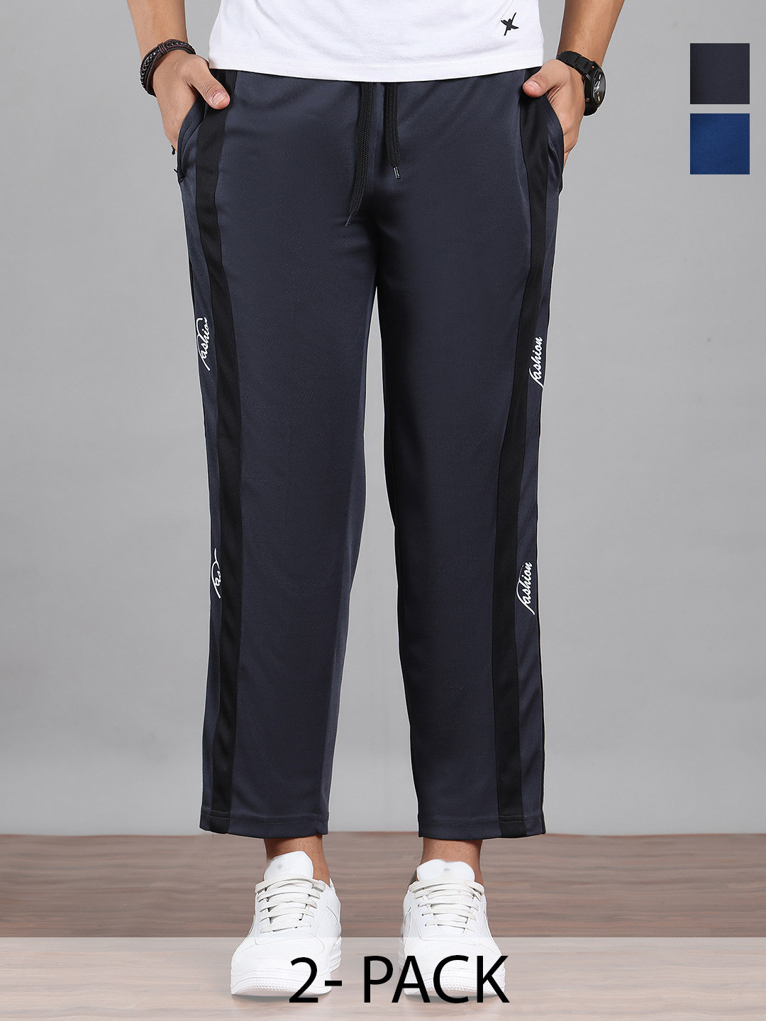 MACK JONNEY Men Pack Of 2 Side Stipes Regular Fit Drawstring Closure Track Pants