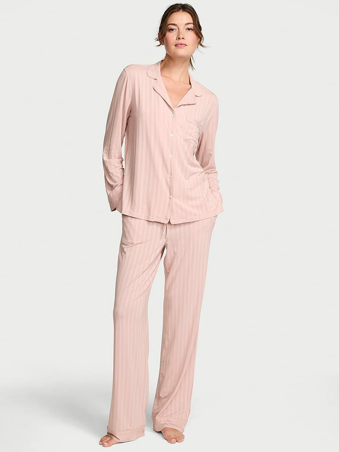 Victoria's Secret Women Striped Shirt & Pyjamas Night suit