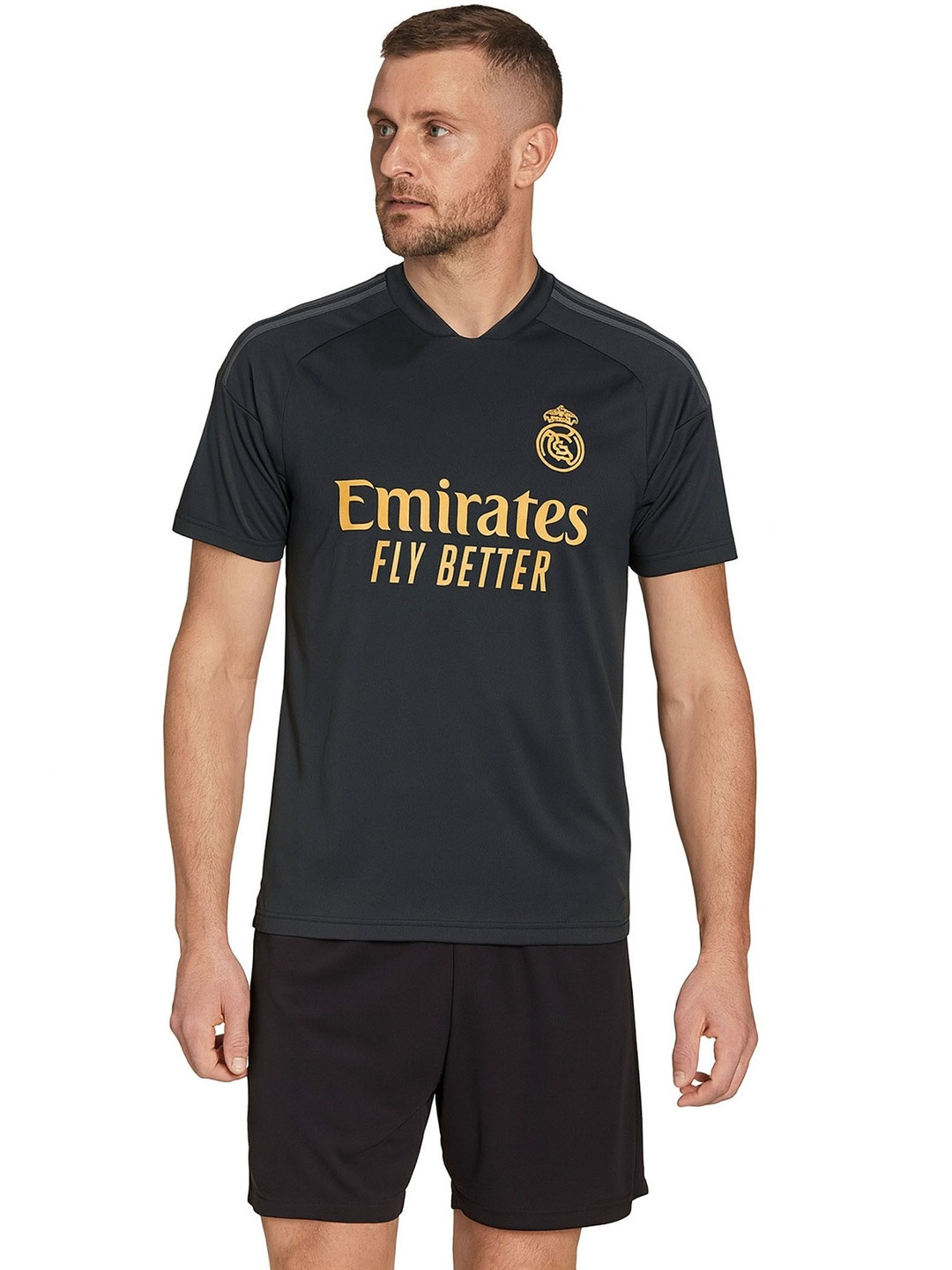 dostitch Brand Logo Real Madrid Printed V-Neck Dri-FIT T-shirt