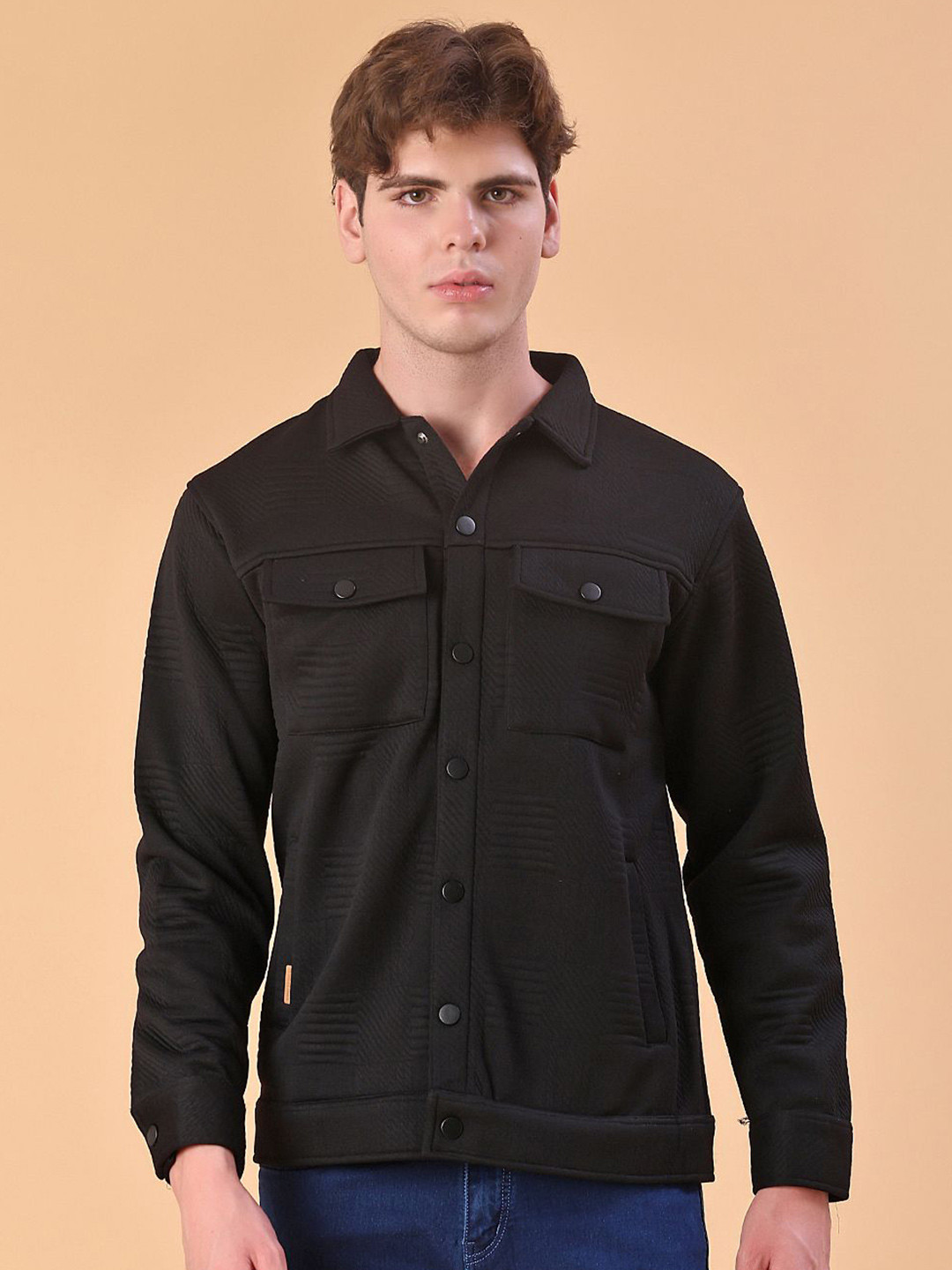 V-Mart Men Textured Cotton Casual Shacket