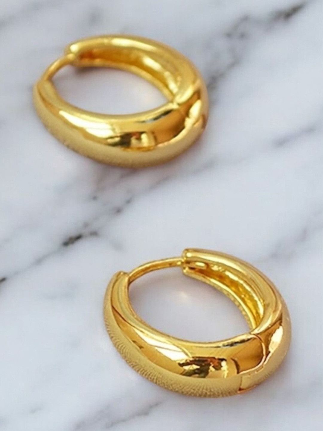 SHREE KRISHNA SHOPPING Set Of 2 Gold-Plated Circular Hoop Earrings