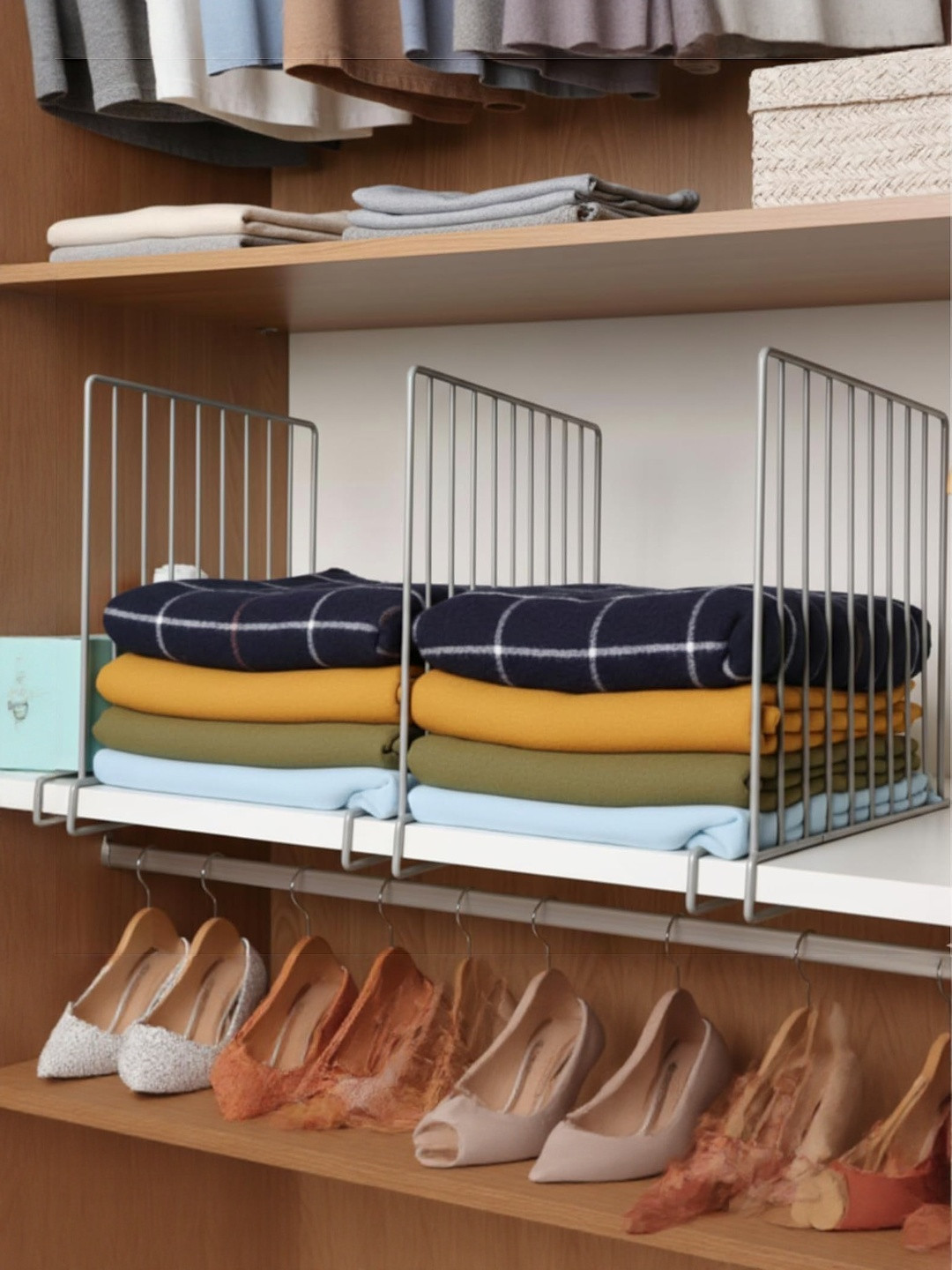 JD FRESH Silver Toned 3 Pieces Multi-Utility Wardrobe Organisers