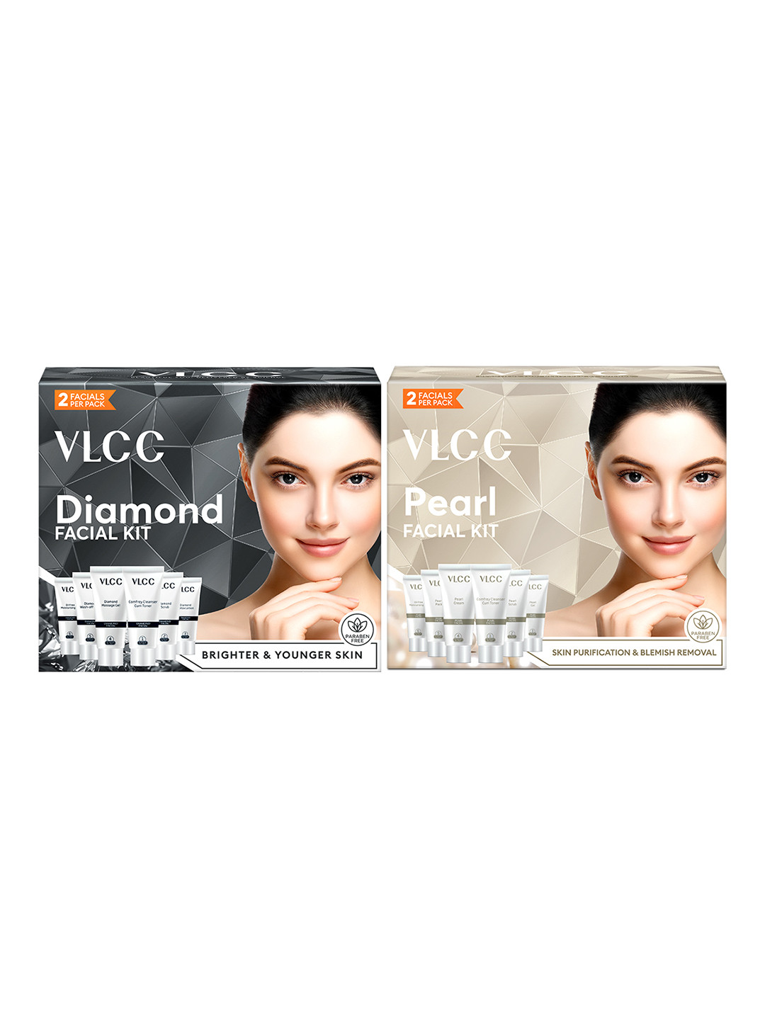 VLCC Diamond Single Facial Kit 60g & Pearl Single Facial Kit 60g