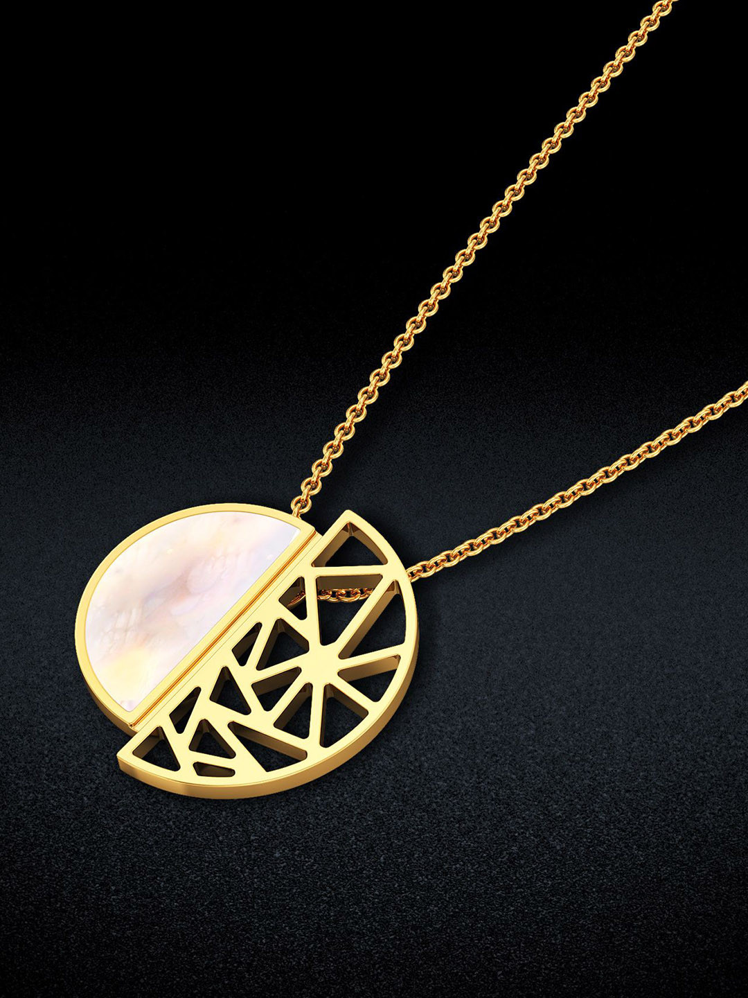 Joyalukkas 18Kt Gold United Half-Moon & Semi-Circle Trendy Pendant - 4.71 g