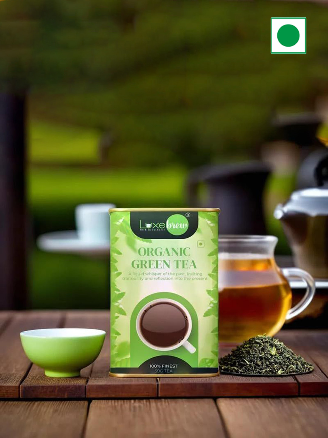 LuxeBrew No Artificial Flavors Organic Green Tea -50Gm